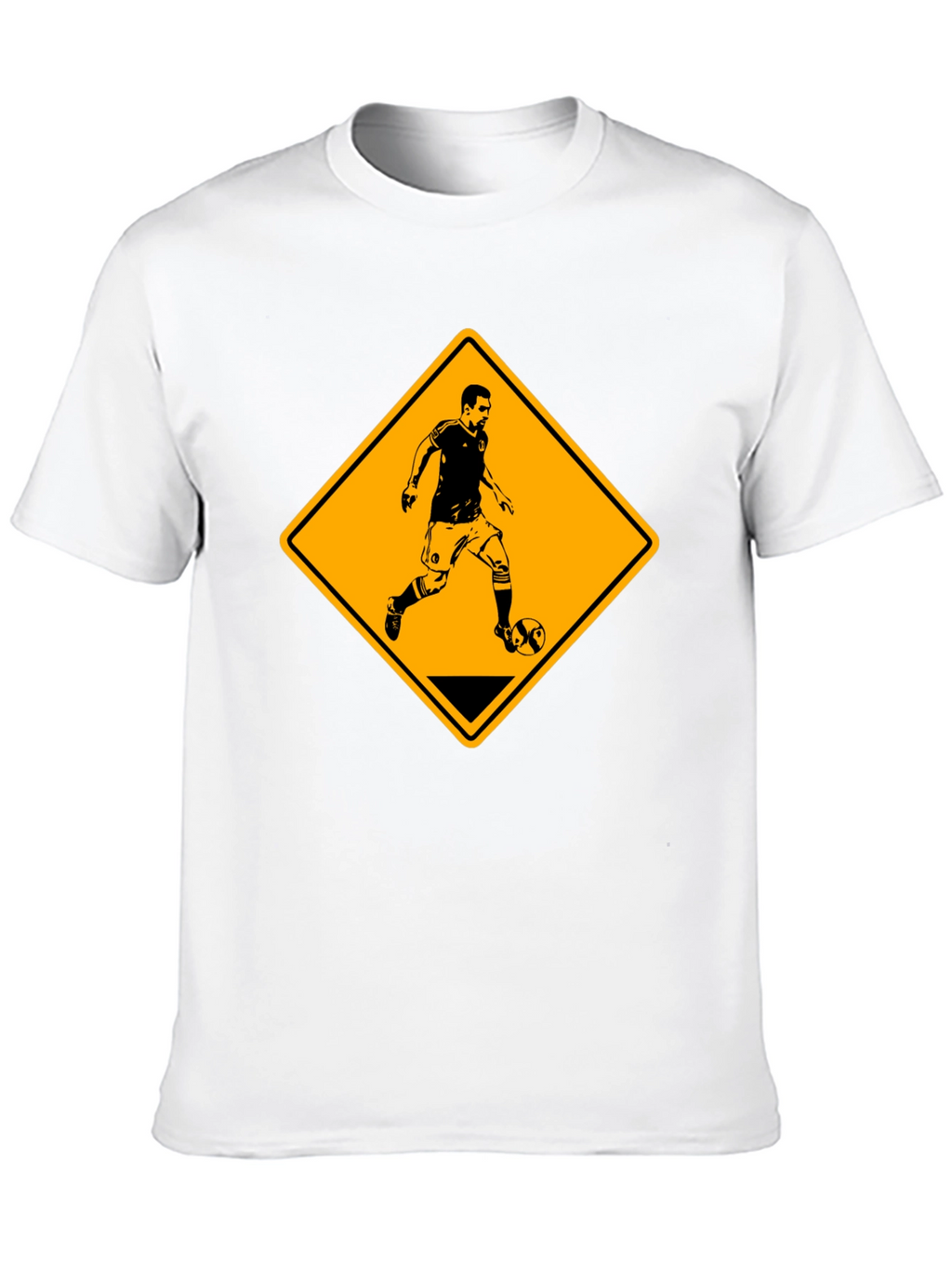 Soccer Player Warning Sign Black Graphic Tee