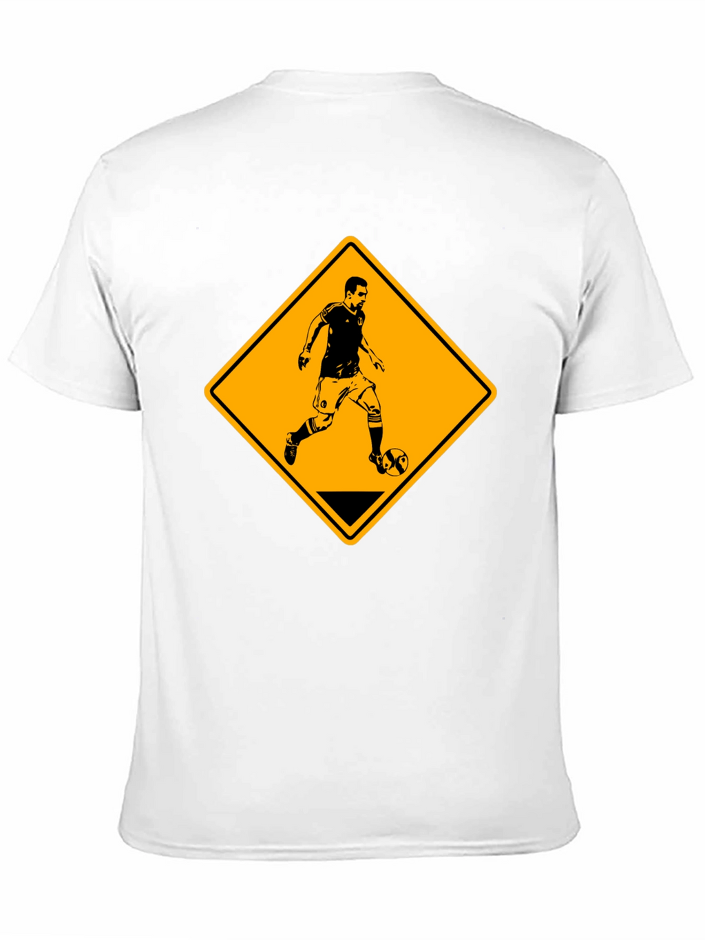 Soccer Player Warning Sign Black Graphic Tee