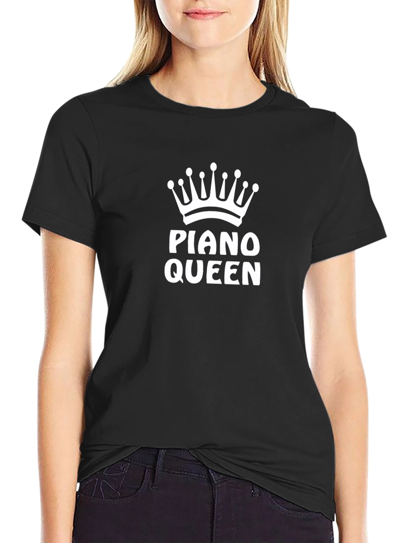 Piano Queen T-Shirt - Black Crown Design