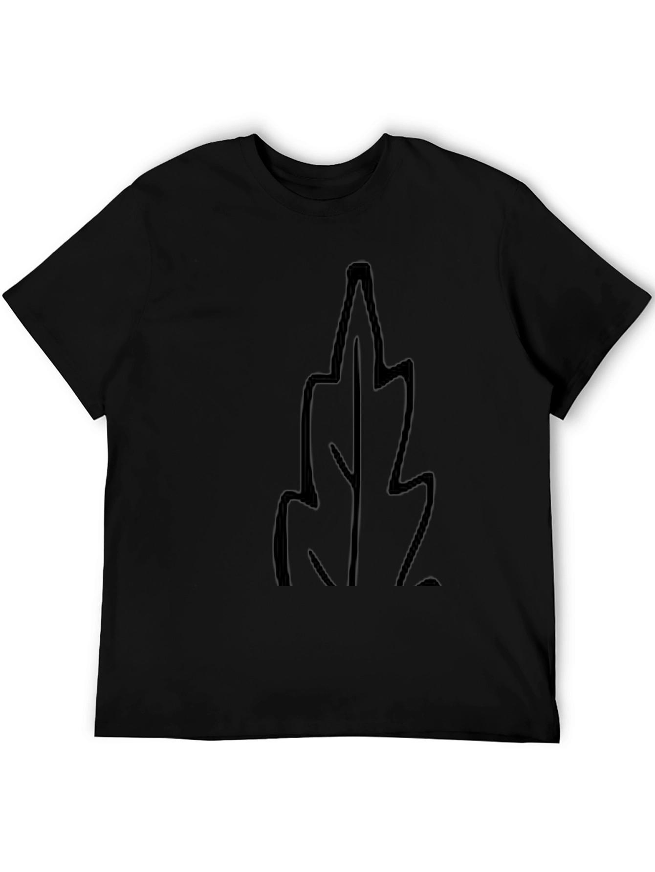 Mens Black T-Shirt with Leaf Design