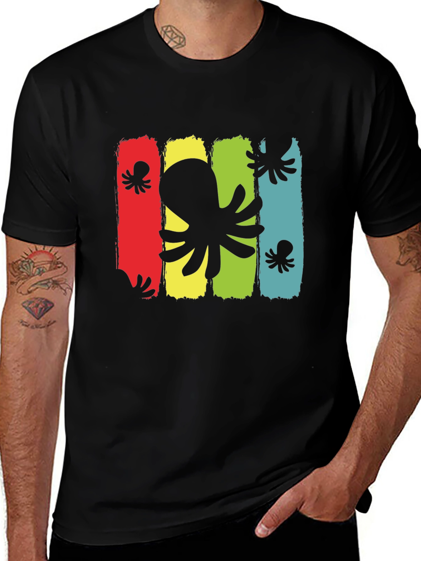 Octopus Graphic Mens Black T-Shirt
