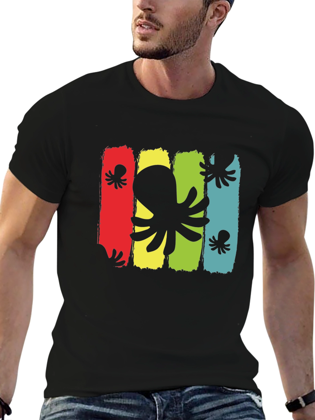 Octopus Graphic Mens Black T-Shirt