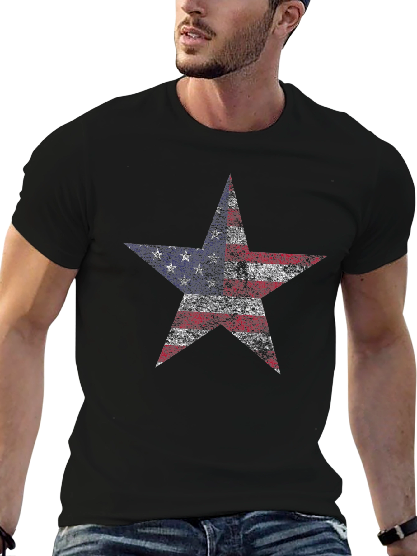 American Flag Star Graphic T-Shirt