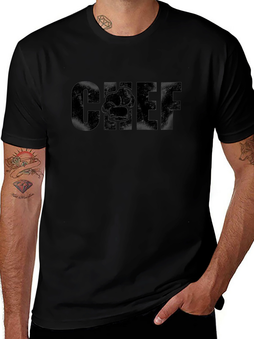 Chef Graphic T-Shirt - Black Crew Neck Tee