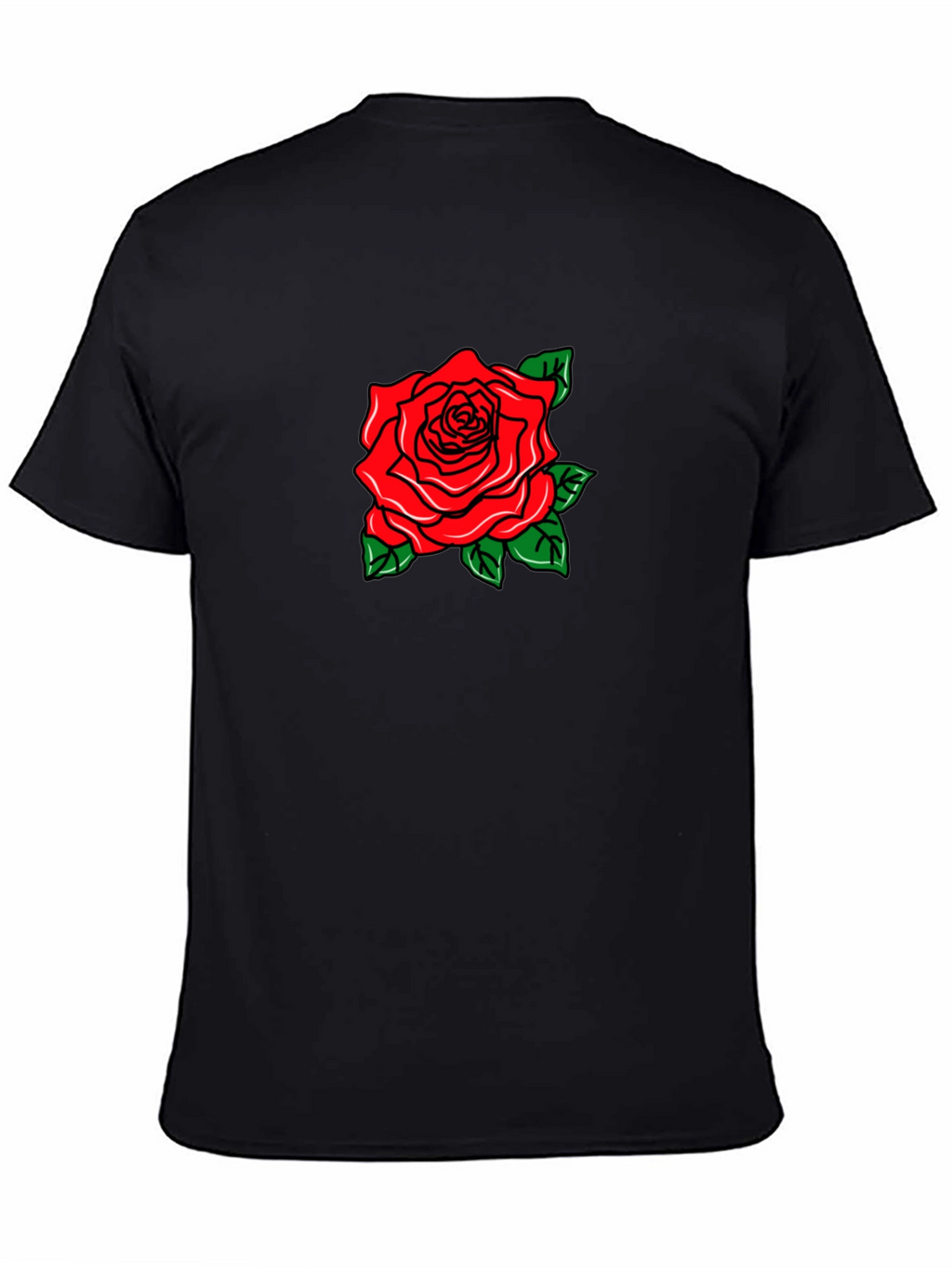 Black T-Shirt with Rose Graphic