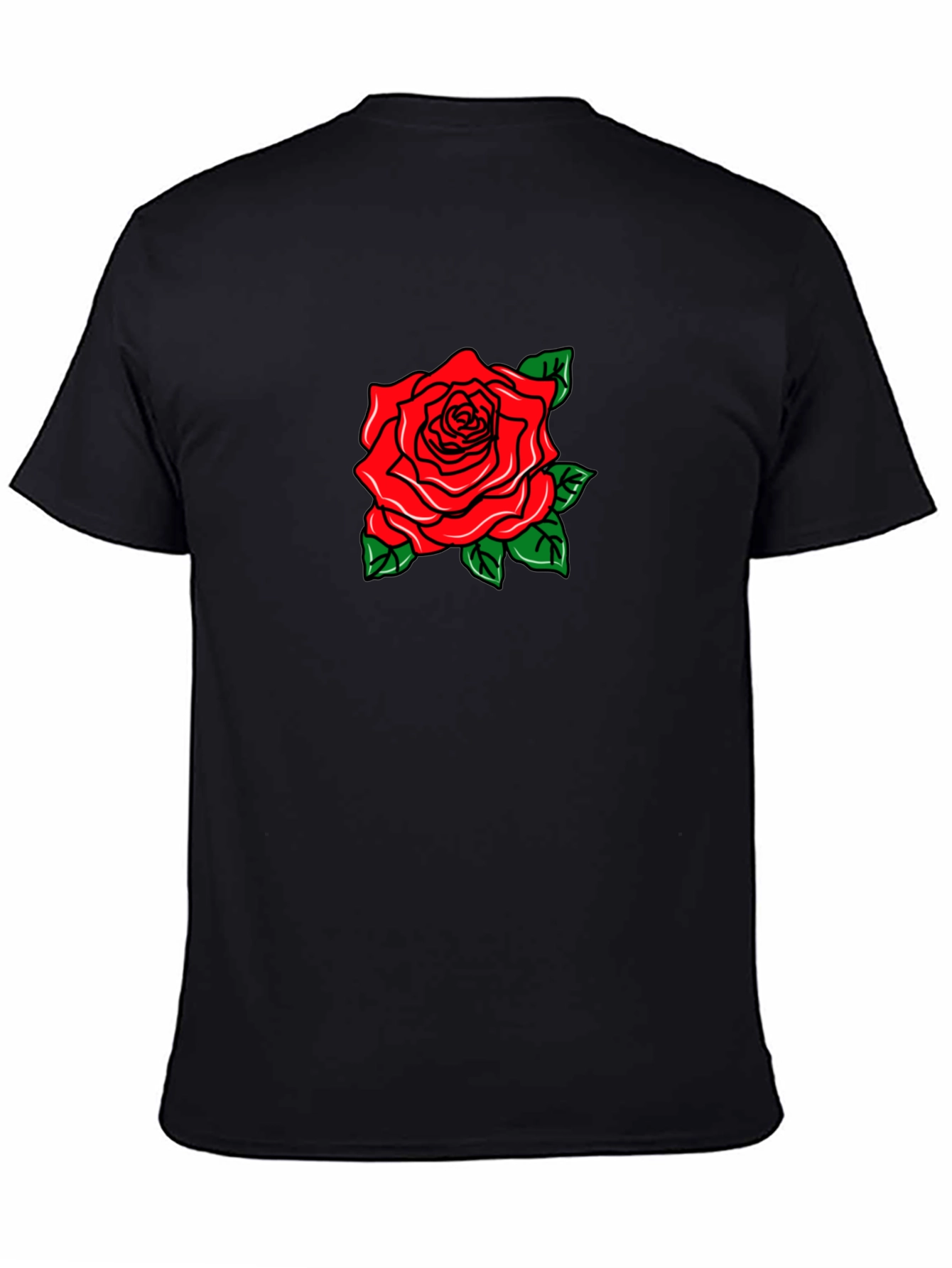 Black T-Shirt with Rose Graphic