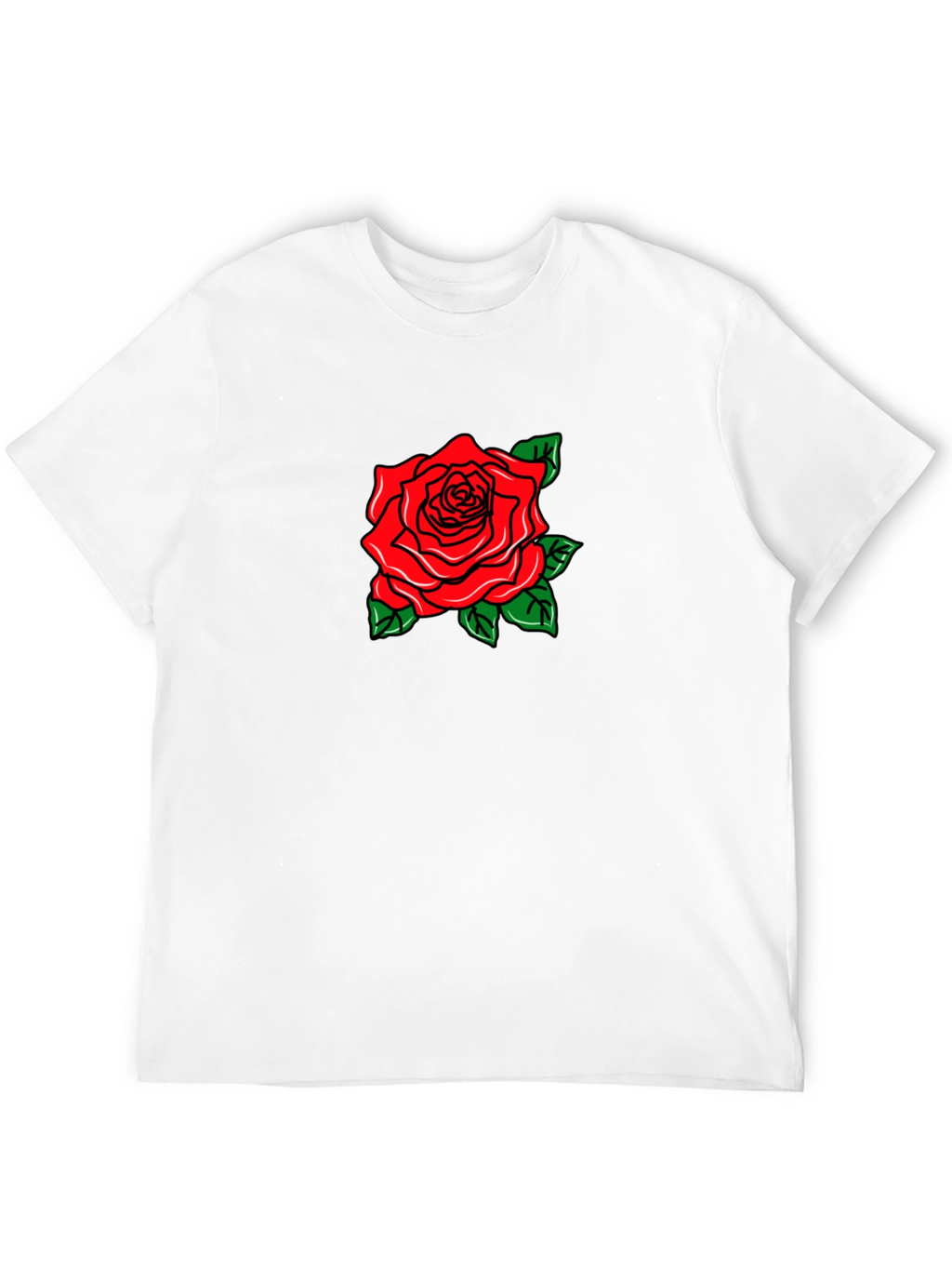 Black T-Shirt with Rose Graphic