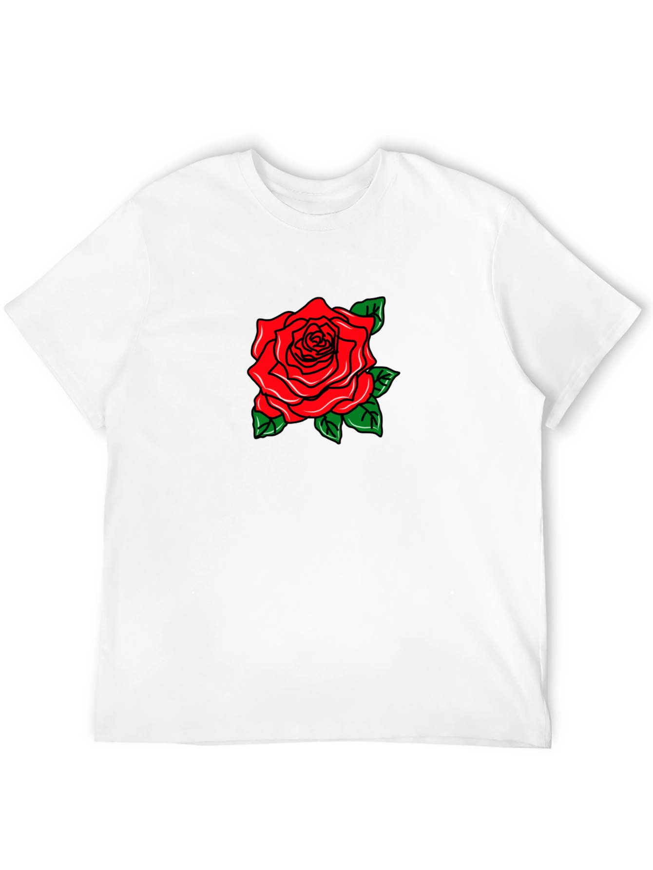 Black T-Shirt with Rose Graphic