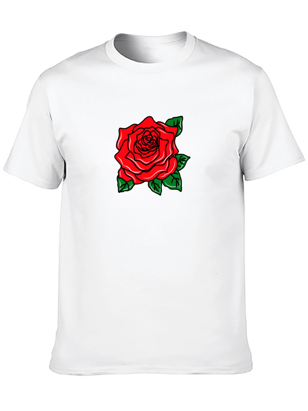 Black T-Shirt with Rose Graphic
