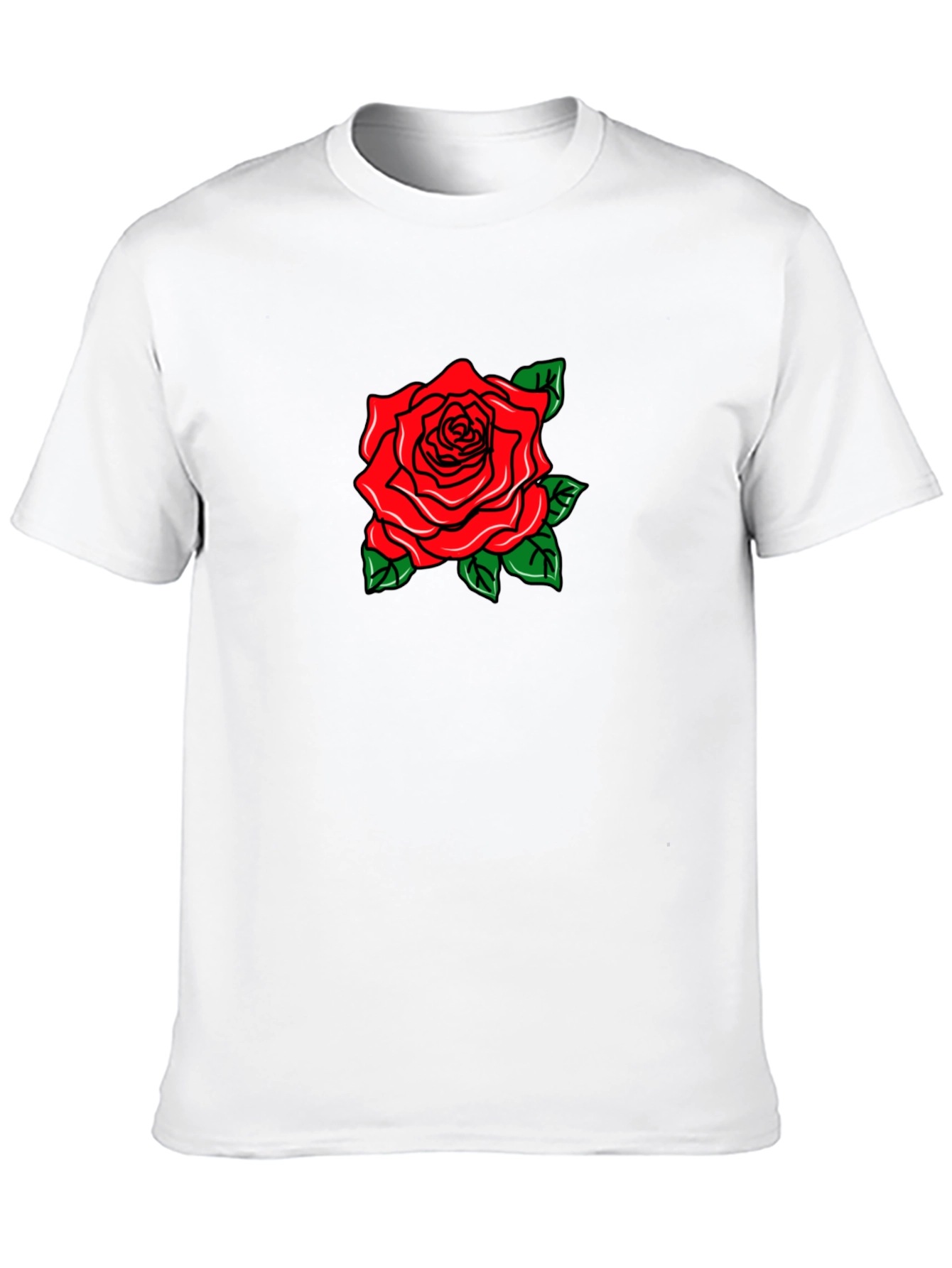 Black T-Shirt with Rose Graphic