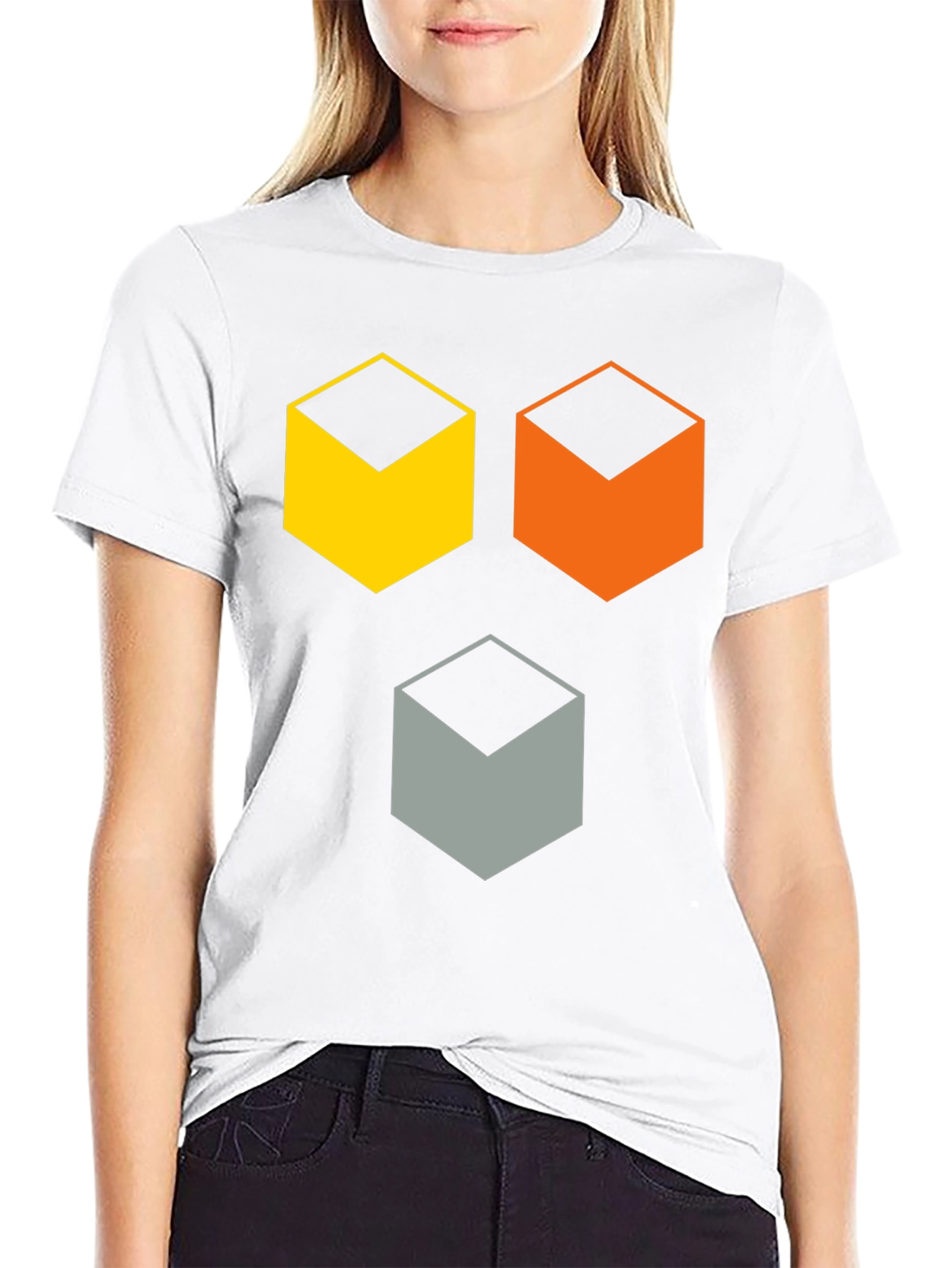 Geometric Cube T-Shirt - Modern Abstract Design