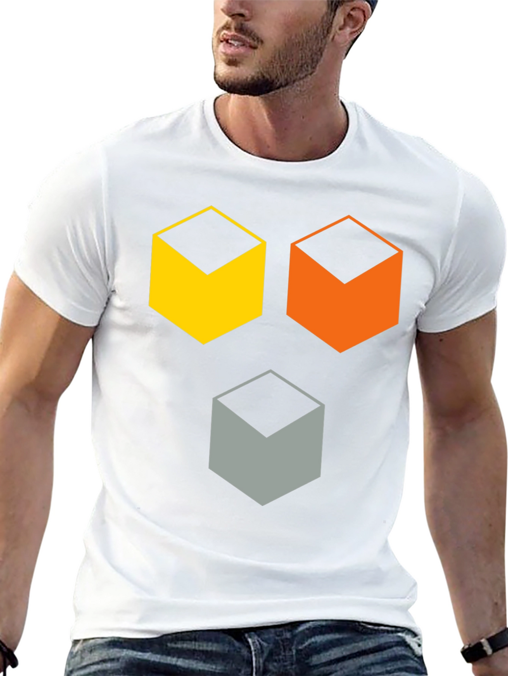Geometric Cube T-Shirt - Modern Abstract Design