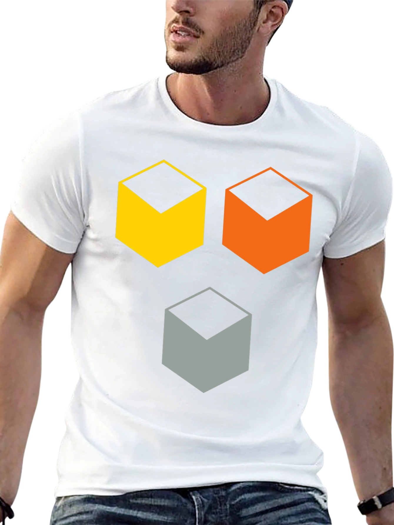 Geometric Cube T-Shirt - Modern Abstract Design