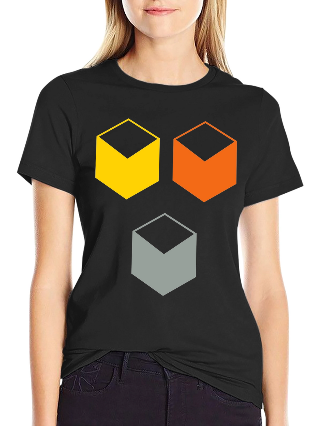 Geometric Cube T-Shirt - Modern Abstract Design