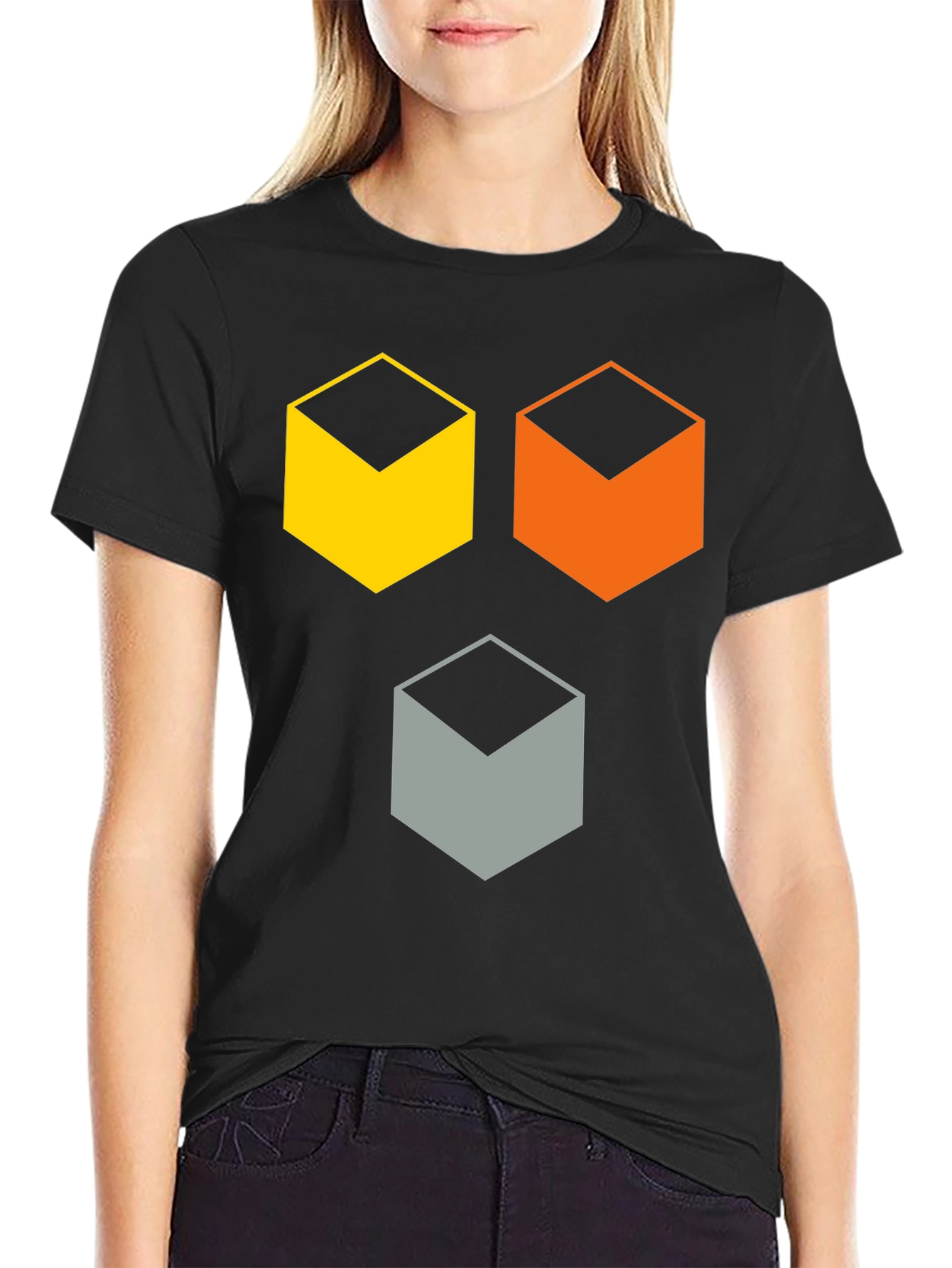Geometric Cube T-Shirt - Modern Abstract Design
