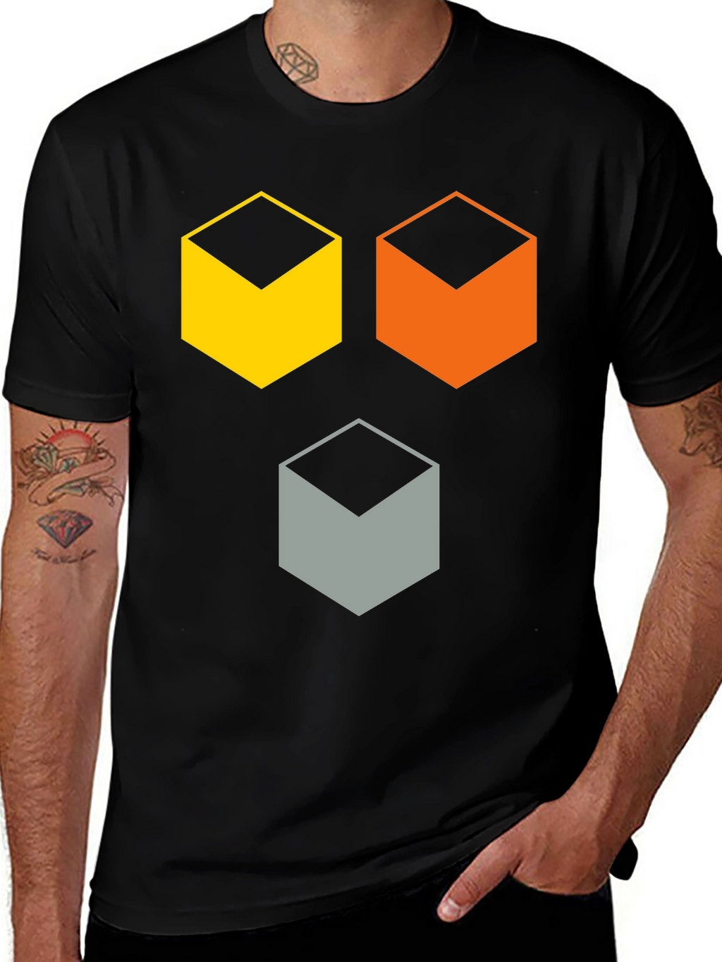 Geometric Cube T-Shirt - Modern Abstract Design