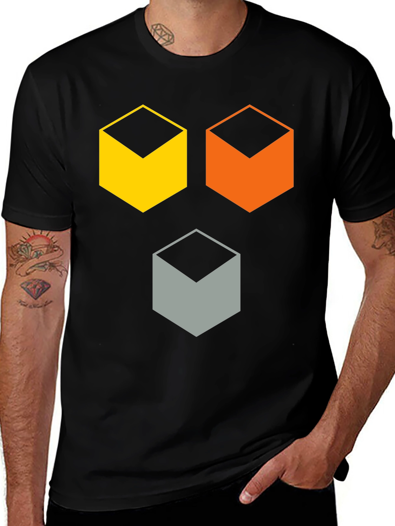 Geometric Cube T-Shirt - Modern Abstract Design