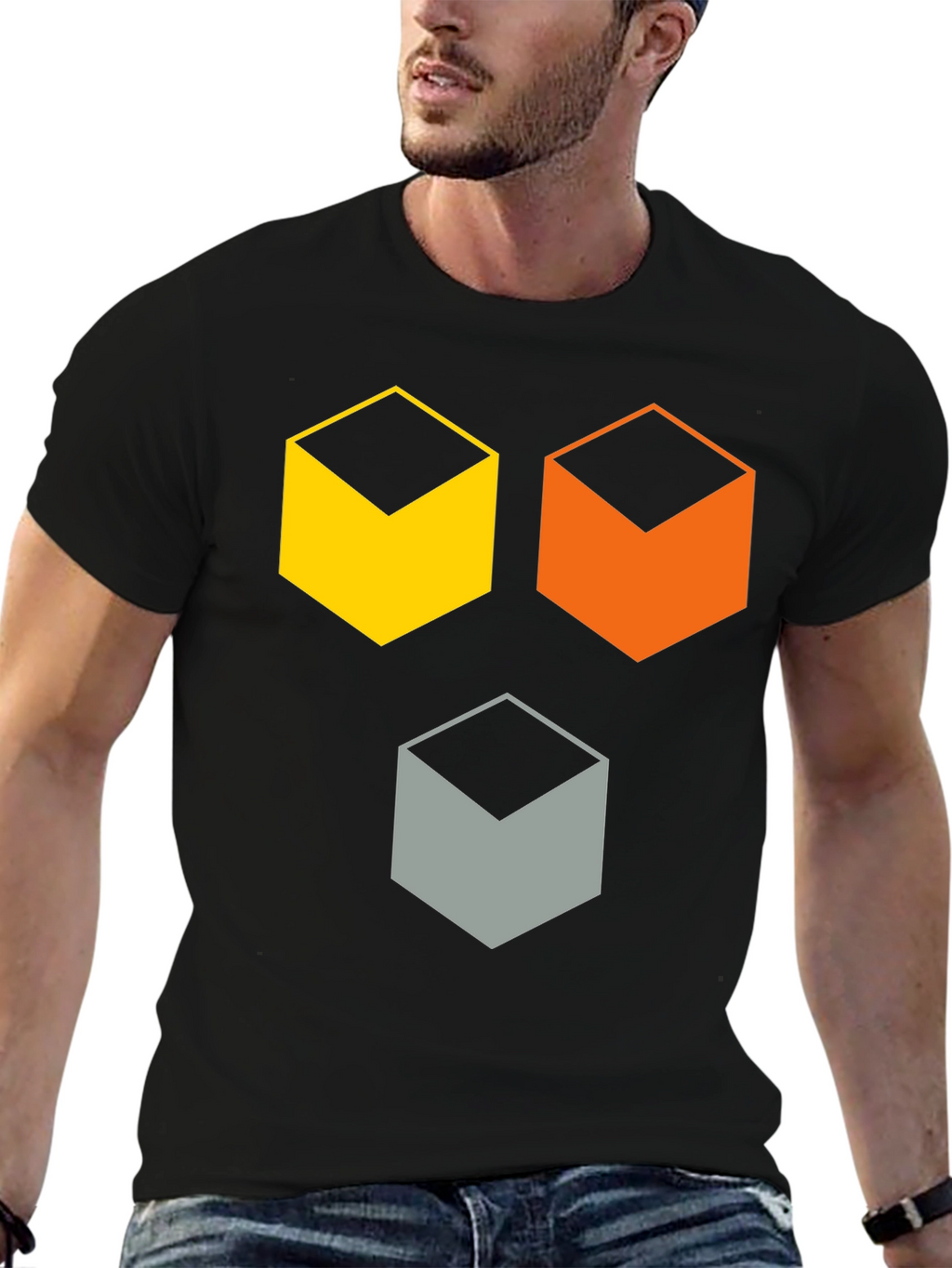 Geometric Cube T-Shirt - Modern Abstract Design