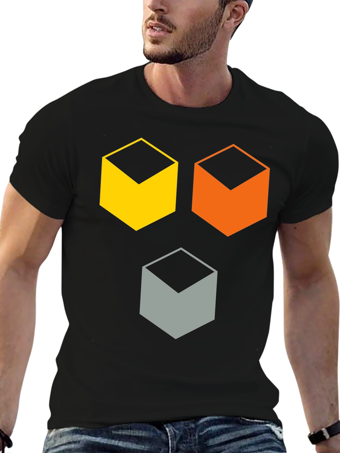 Geometric Cube T-Shirt - Modern Abstract Design