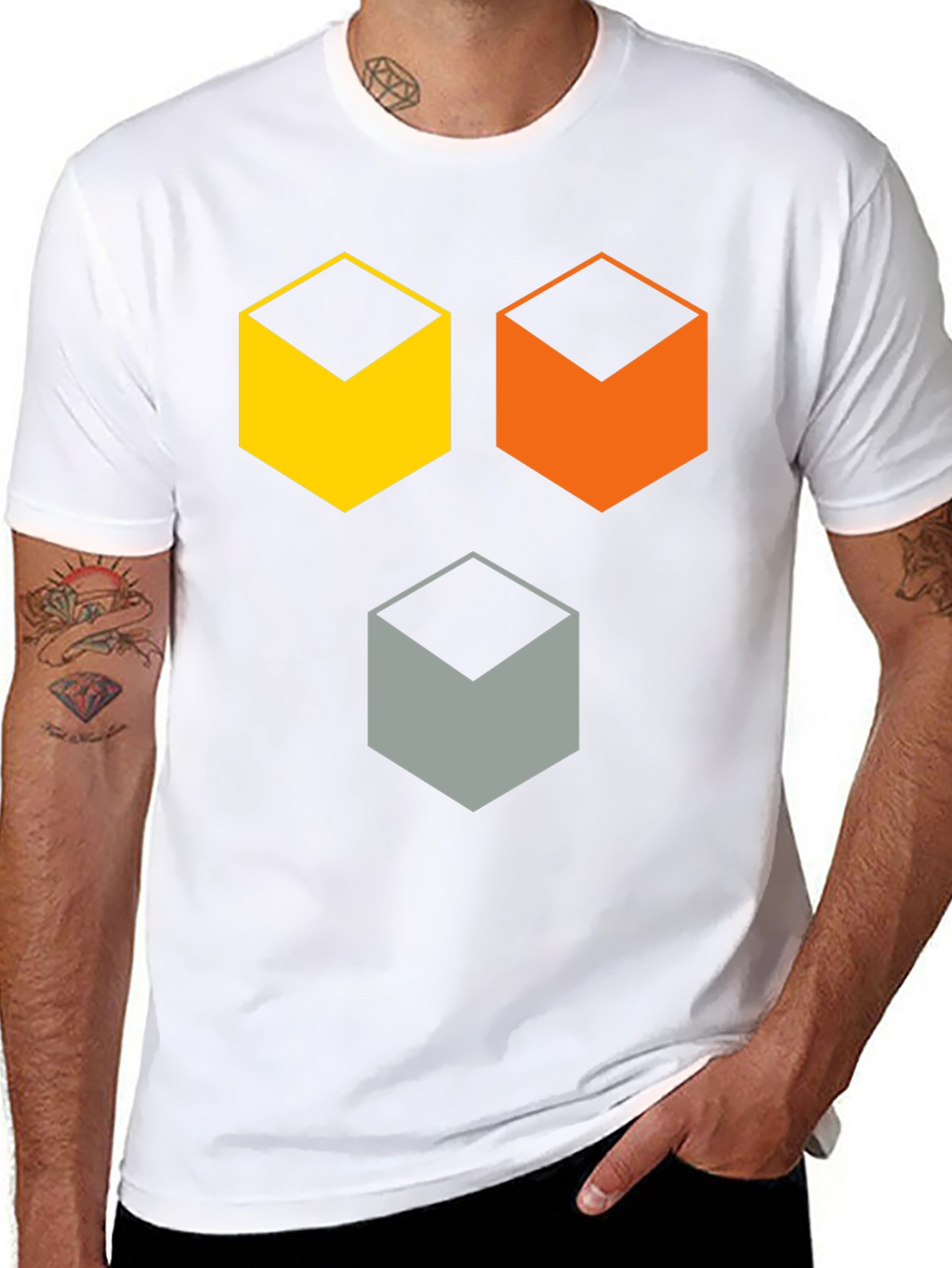 Geometric Cube T-Shirt - Modern Abstract Design