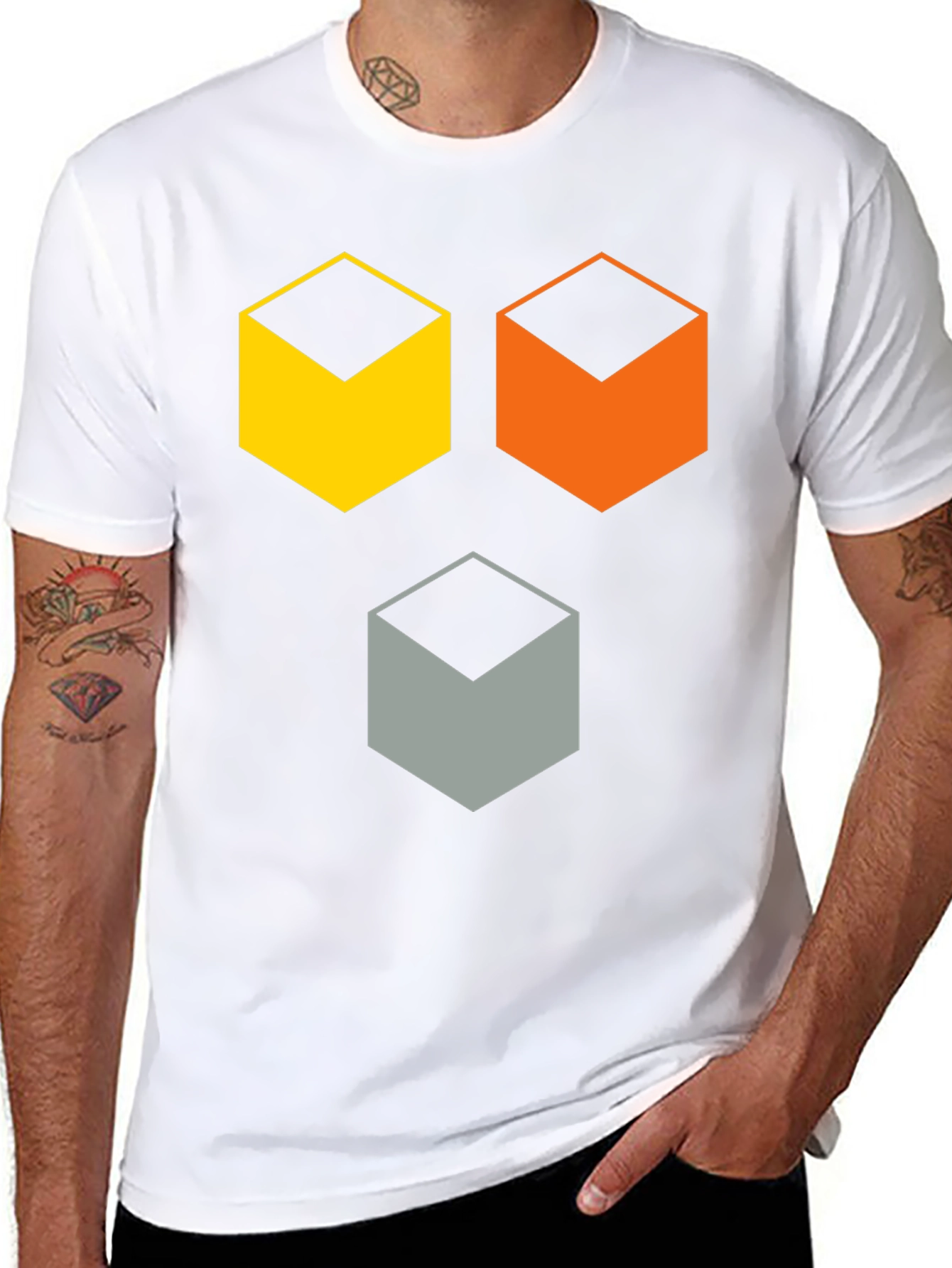 Geometric Cube T-Shirt - Modern Abstract Design