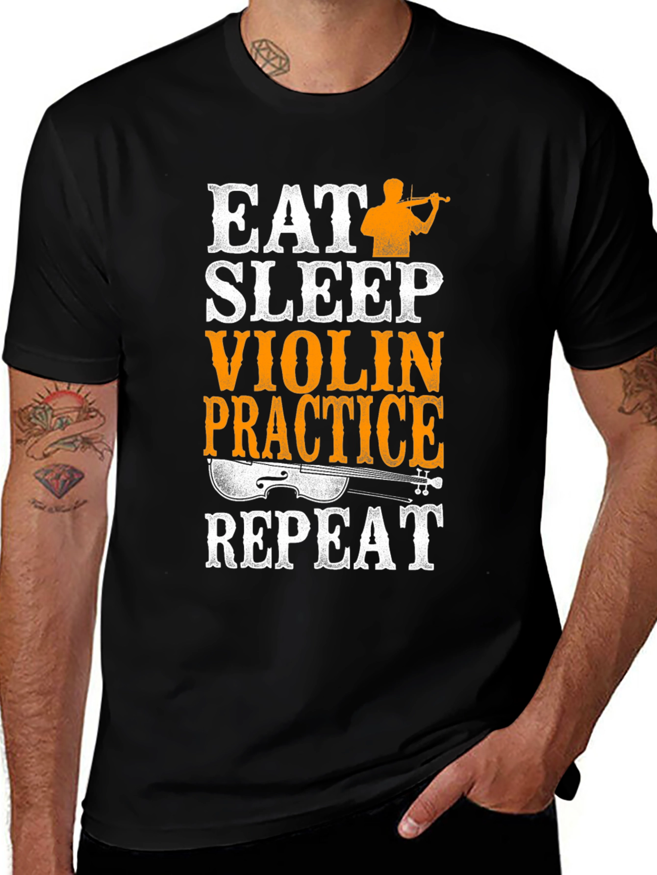 Eat Sleep Violin Practice Repeat Black T-Shirt