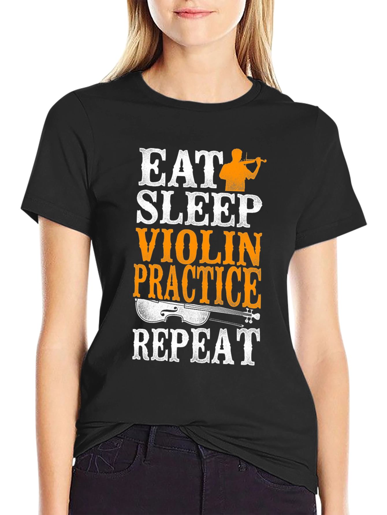 Eat Sleep Violin Practice Repeat Black T-Shirt