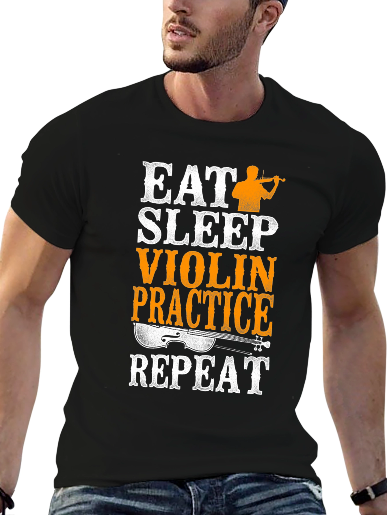 Eat Sleep Violin Practice Repeat Black T-Shirt