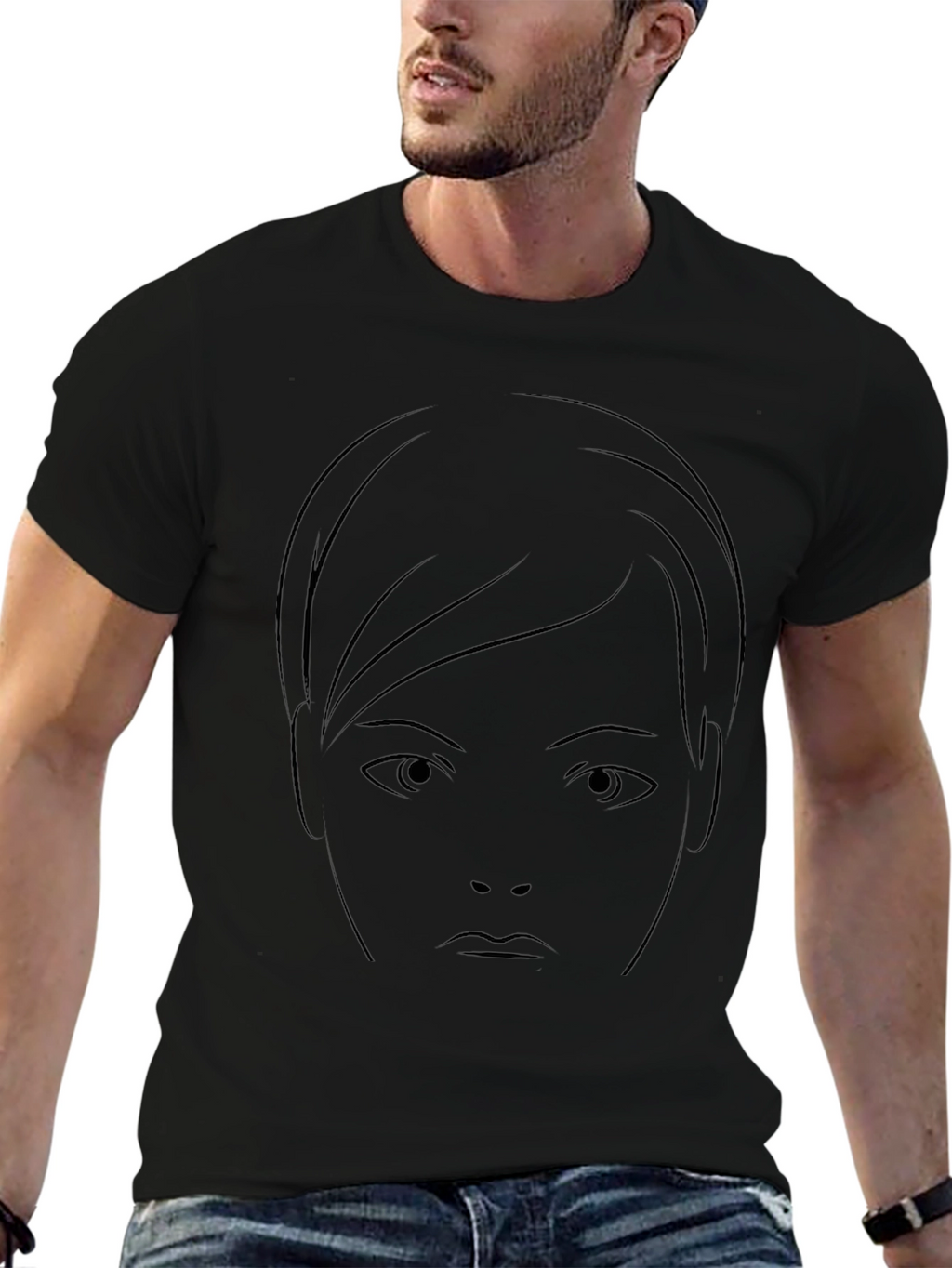 Minimalist Face Graphic Black T-Shirt