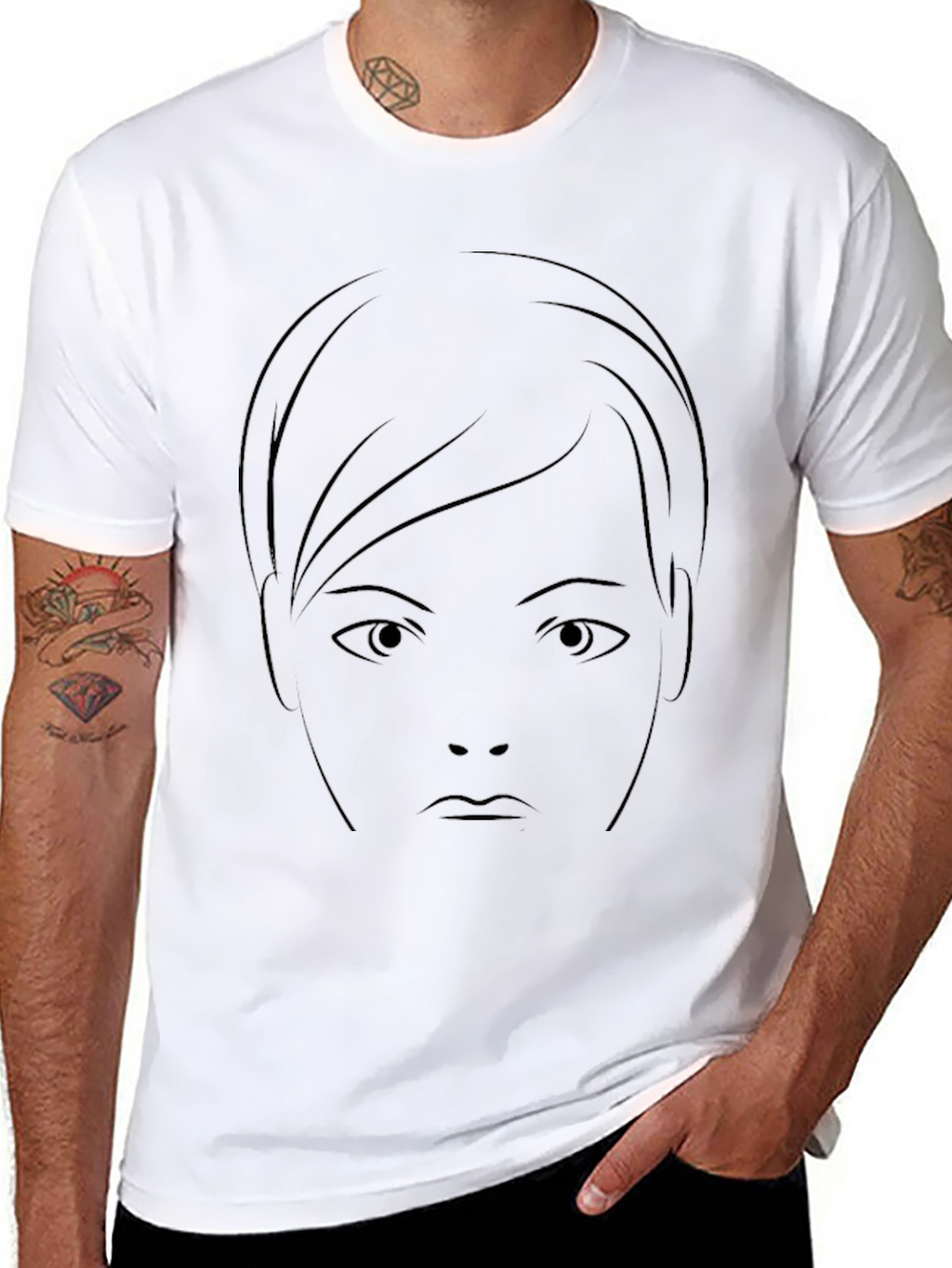 Minimalist Face Graphic Black T-Shirt