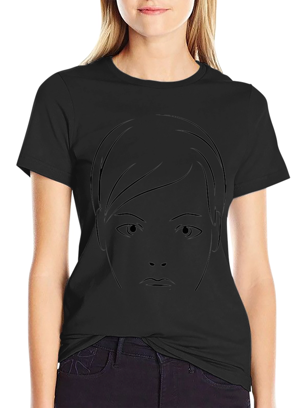 Minimalist Face Graphic Black T-Shirt