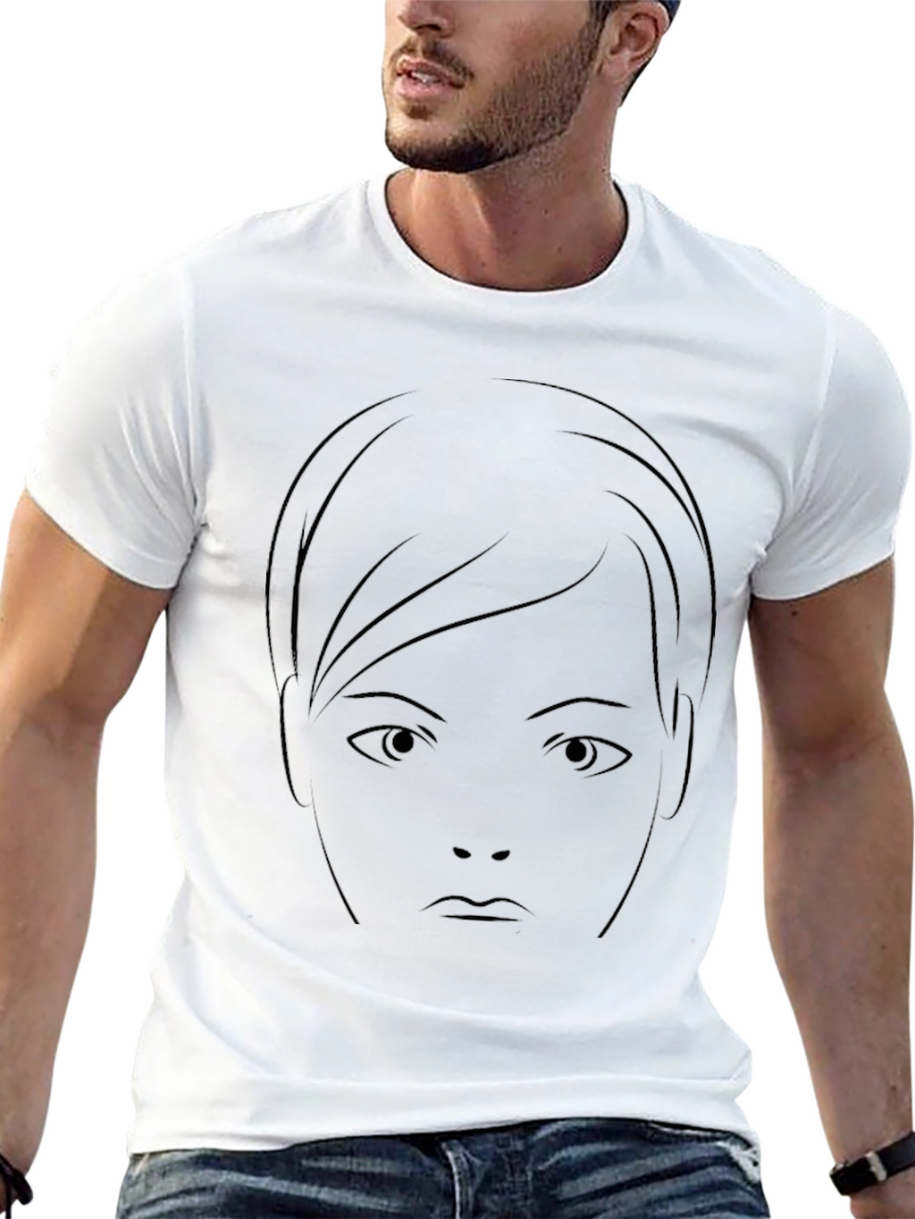 Minimalist Face Graphic Black T-Shirt