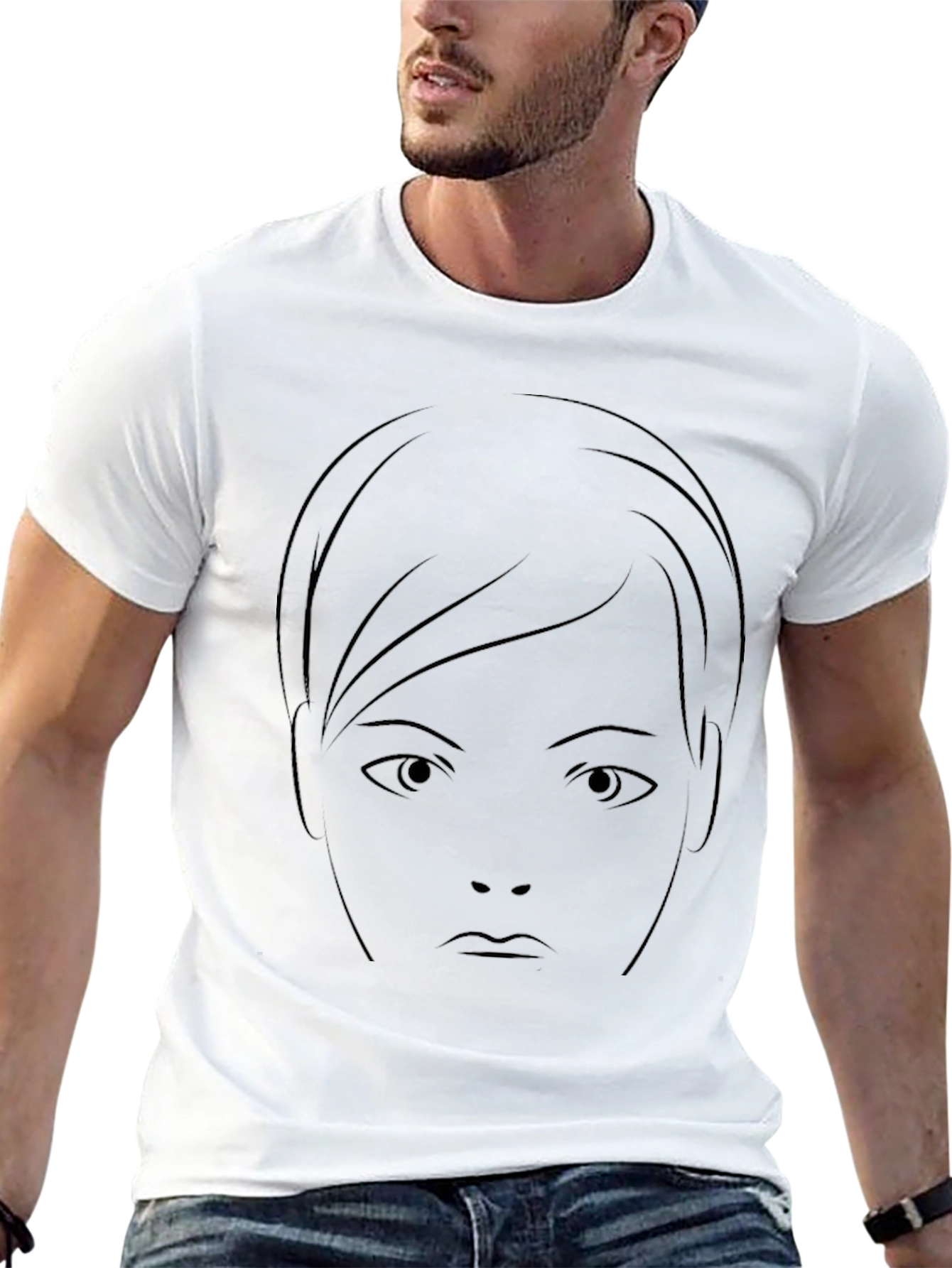 Minimalist Face Graphic Black T-Shirt