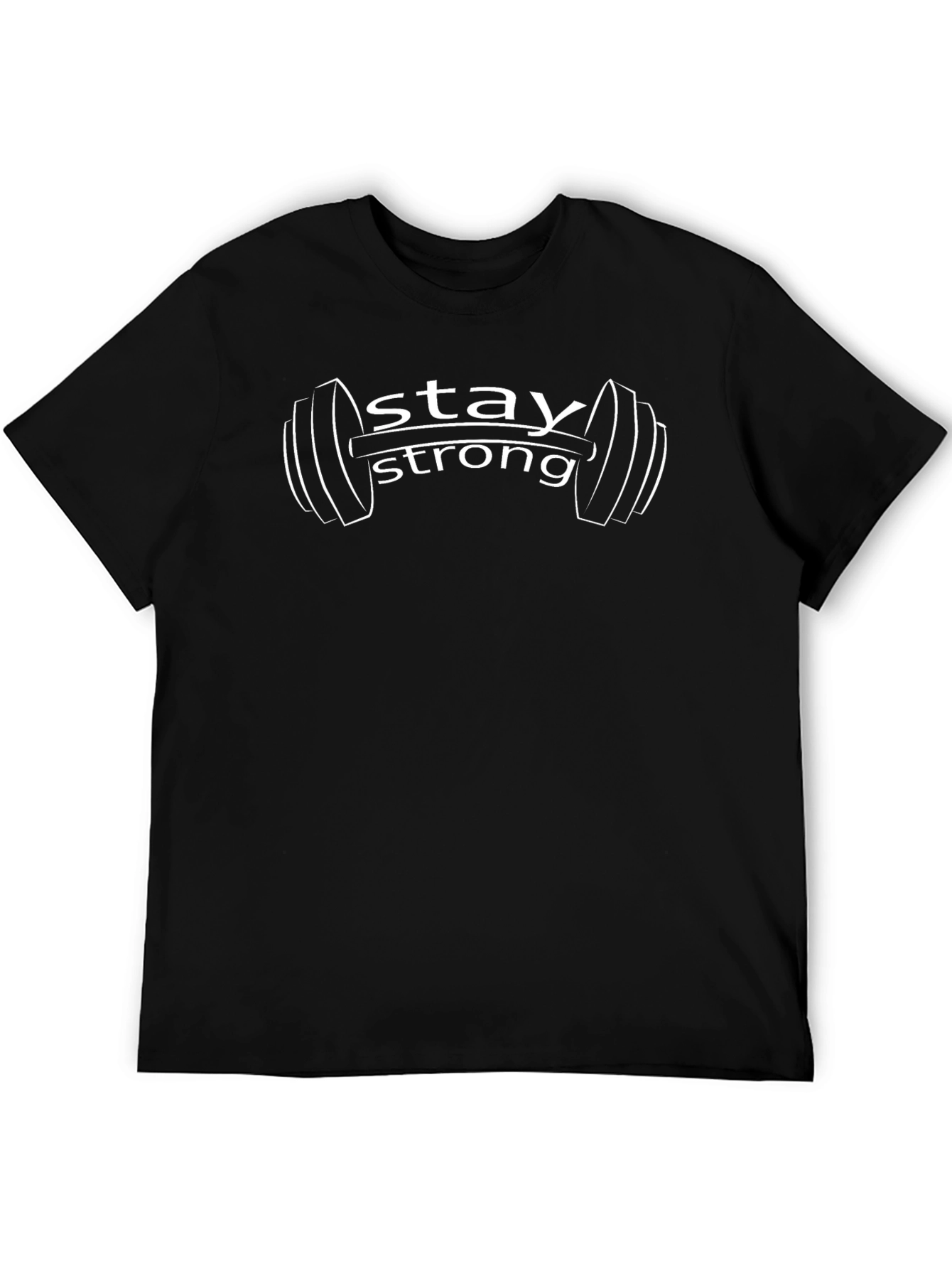 Stay Strong Graphic Tee - Black Cotton Fitness Shirt
