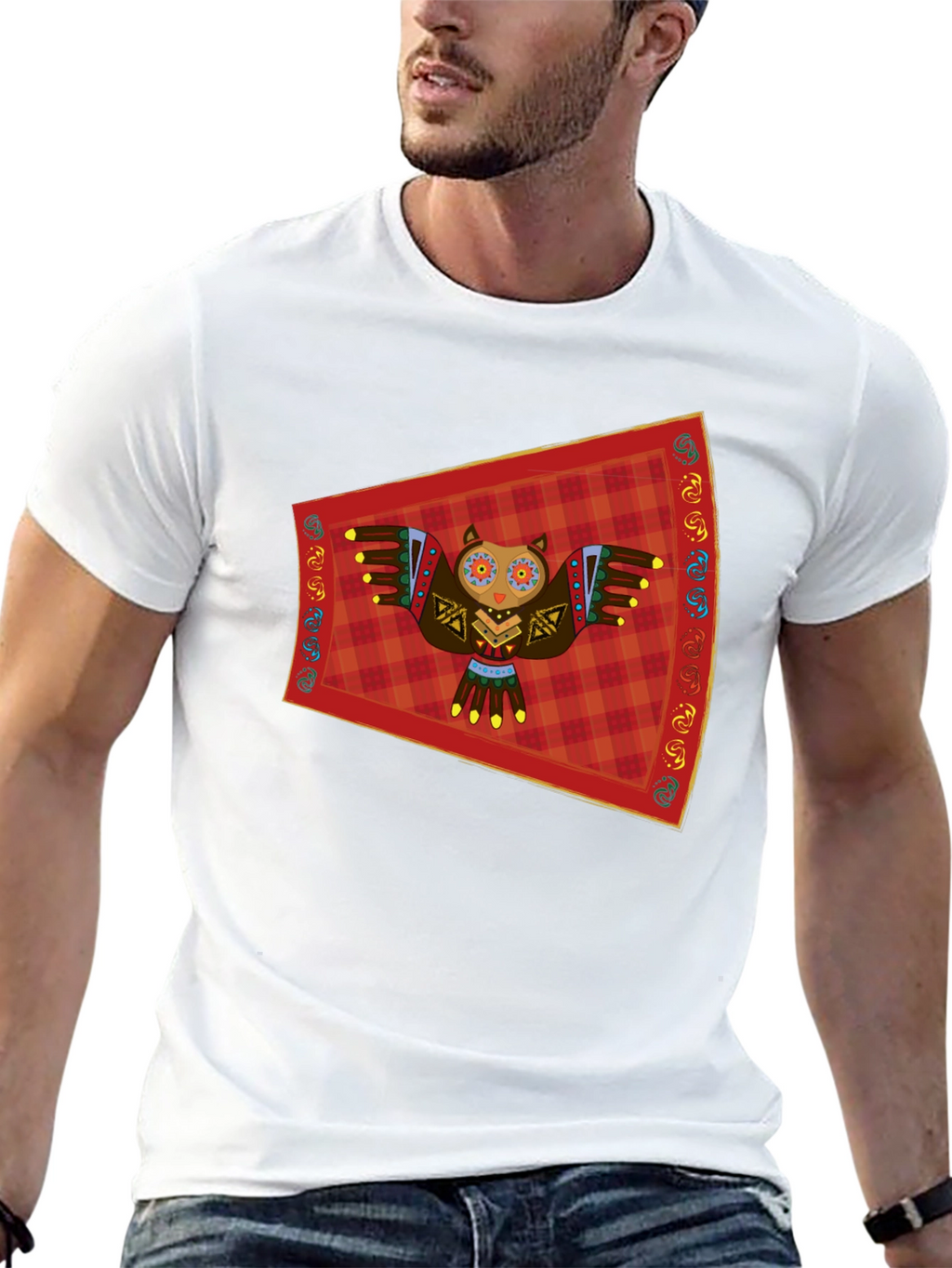 Owl Graphic Tee - Black Cotton T-Shirt