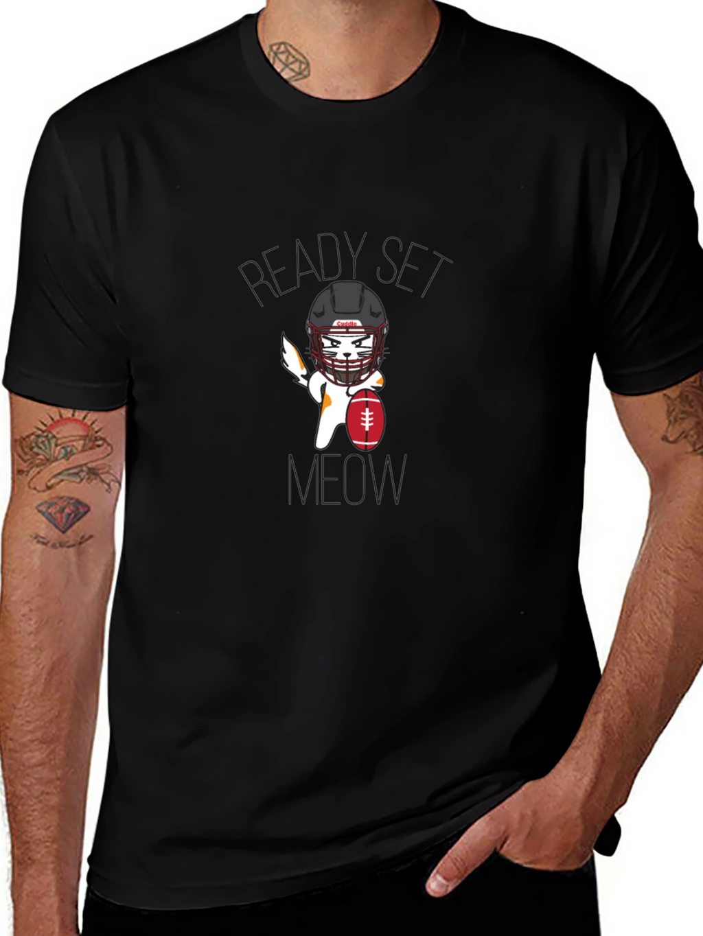 Ready Set Meow Football T-Shirt
