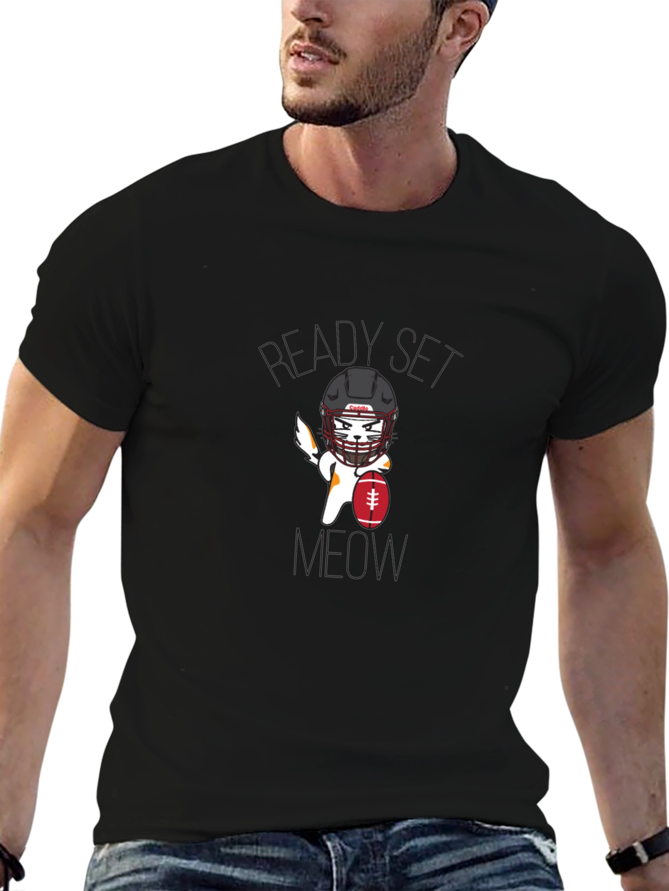 Ready Set Meow Football T-Shirt