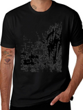Mens Black Graphic Tee - Abstract Design