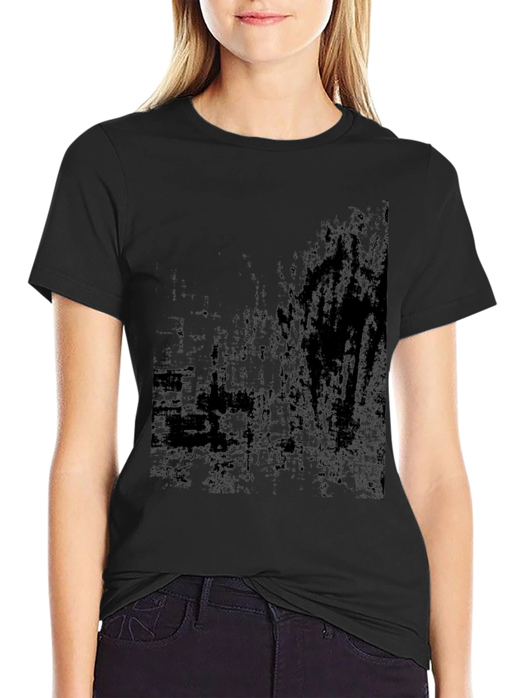 Mens Black Graphic Tee - Abstract Design