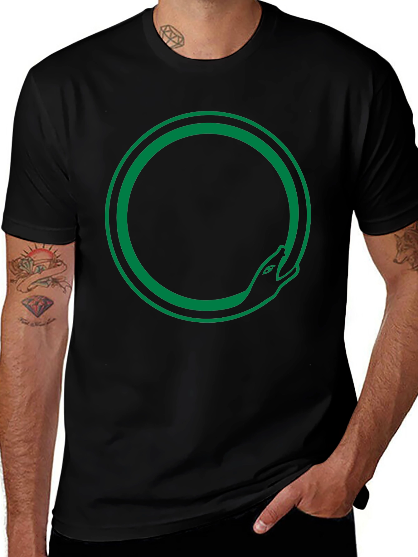 Ouroboros Snake Circle T-Shirt - Black