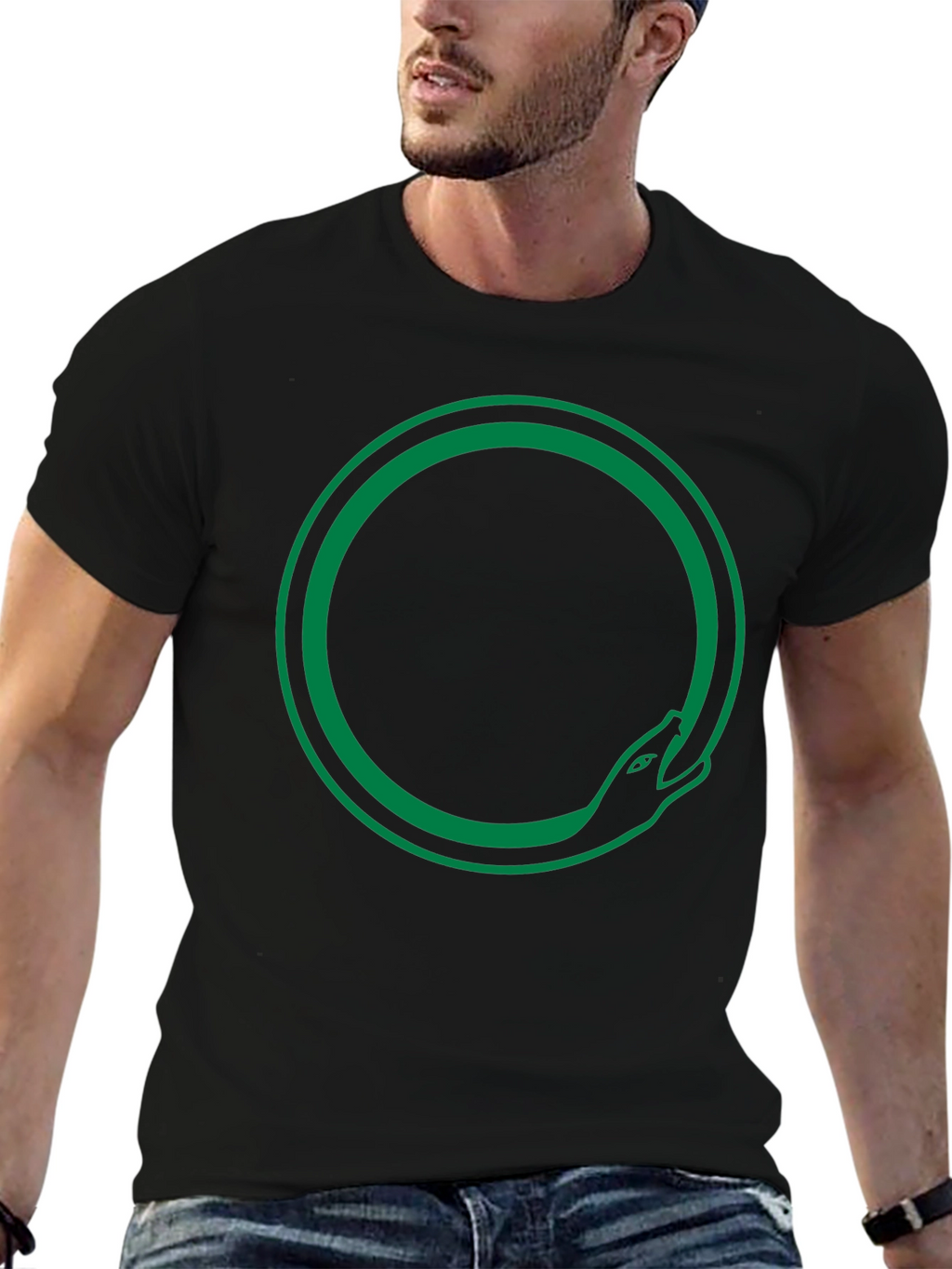 Ouroboros Snake Circle T-Shirt - Black