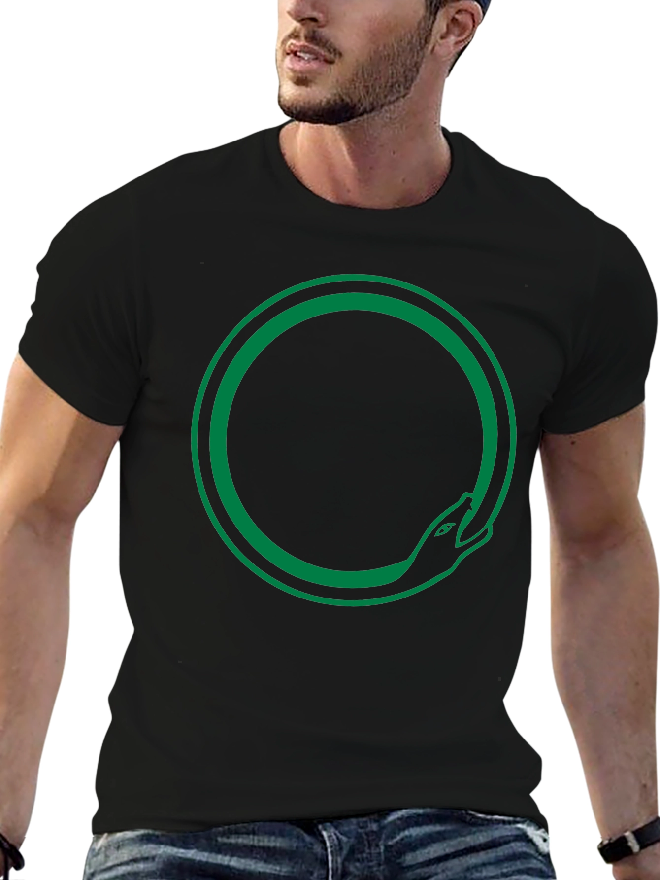 Ouroboros Snake Circle T-Shirt - Black