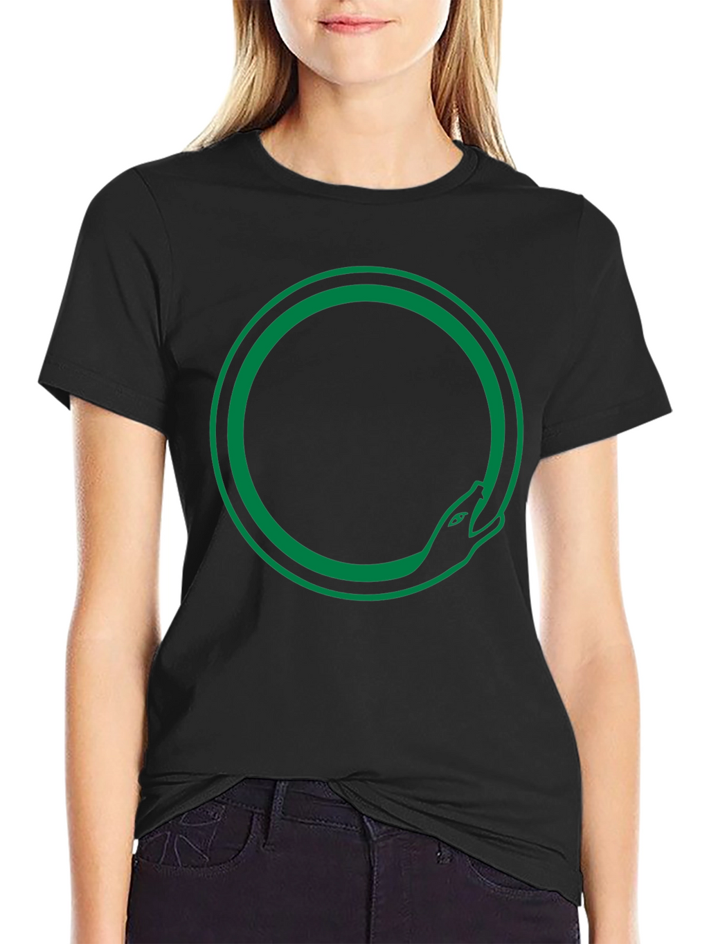 Ouroboros Snake Circle T-Shirt - Black