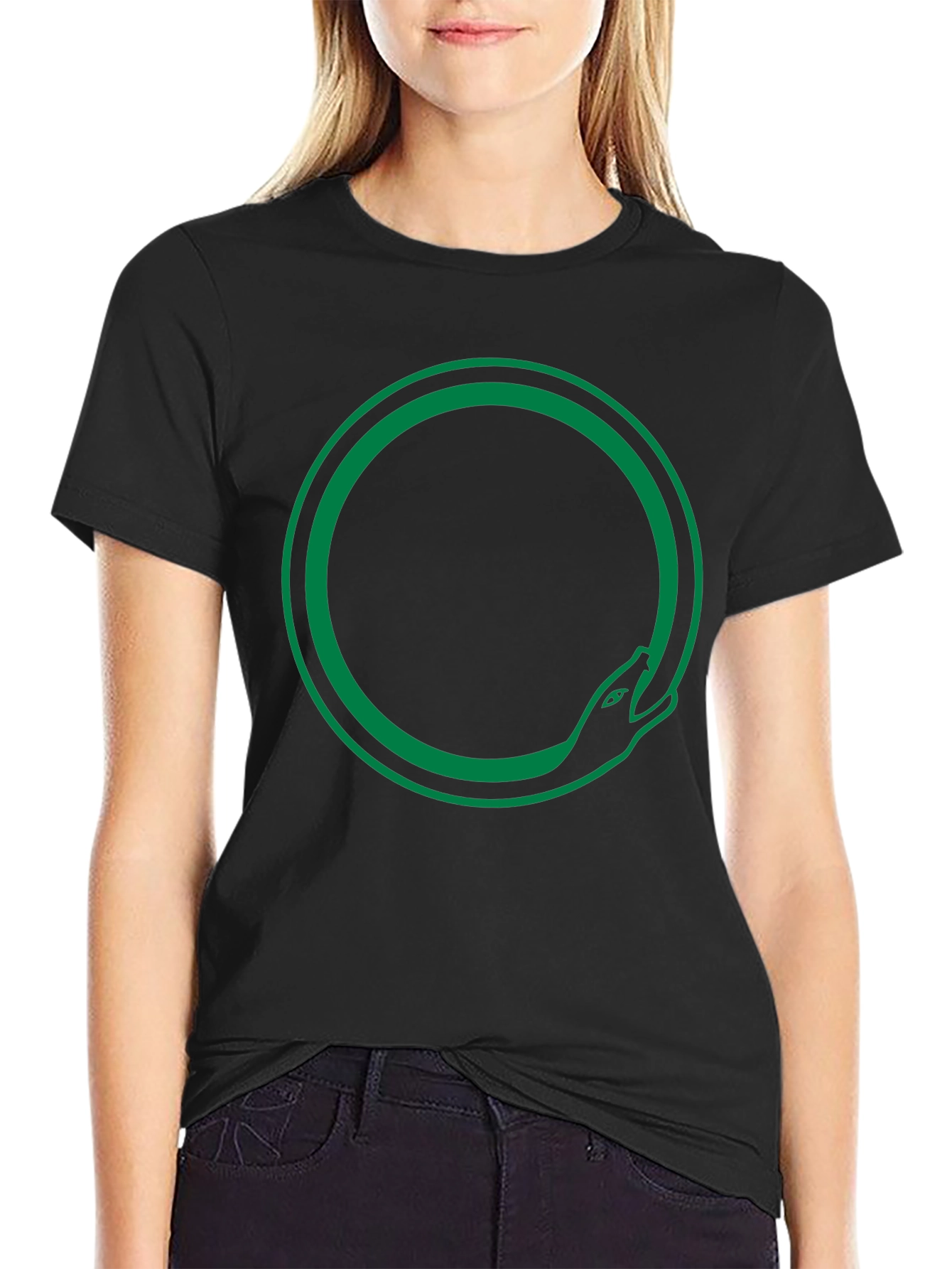 Ouroboros Snake Circle T-Shirt - Black