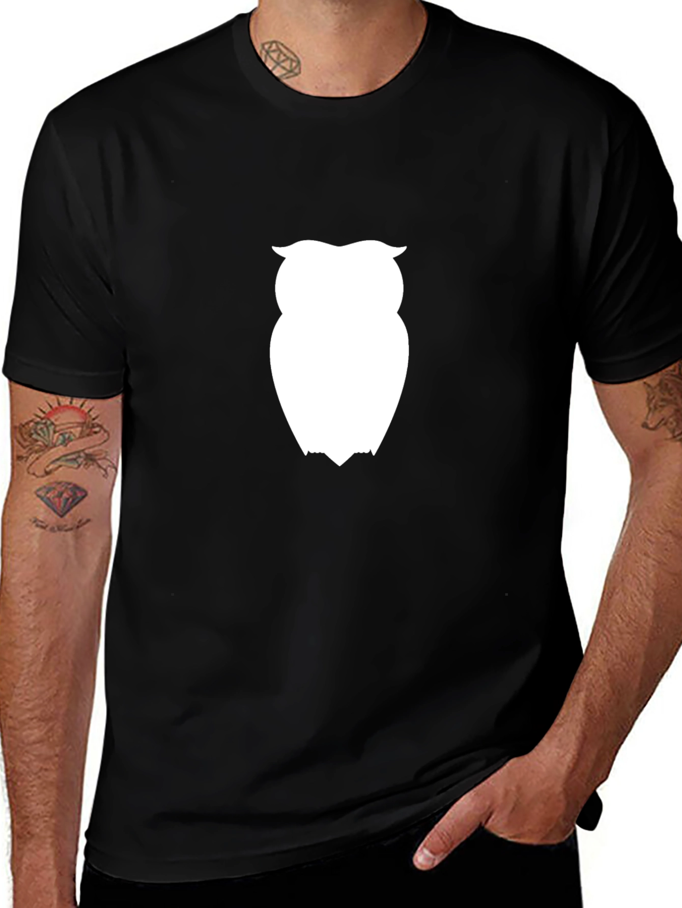 Owl Graphic Tee - Stylish Black Cotton T-Shirt