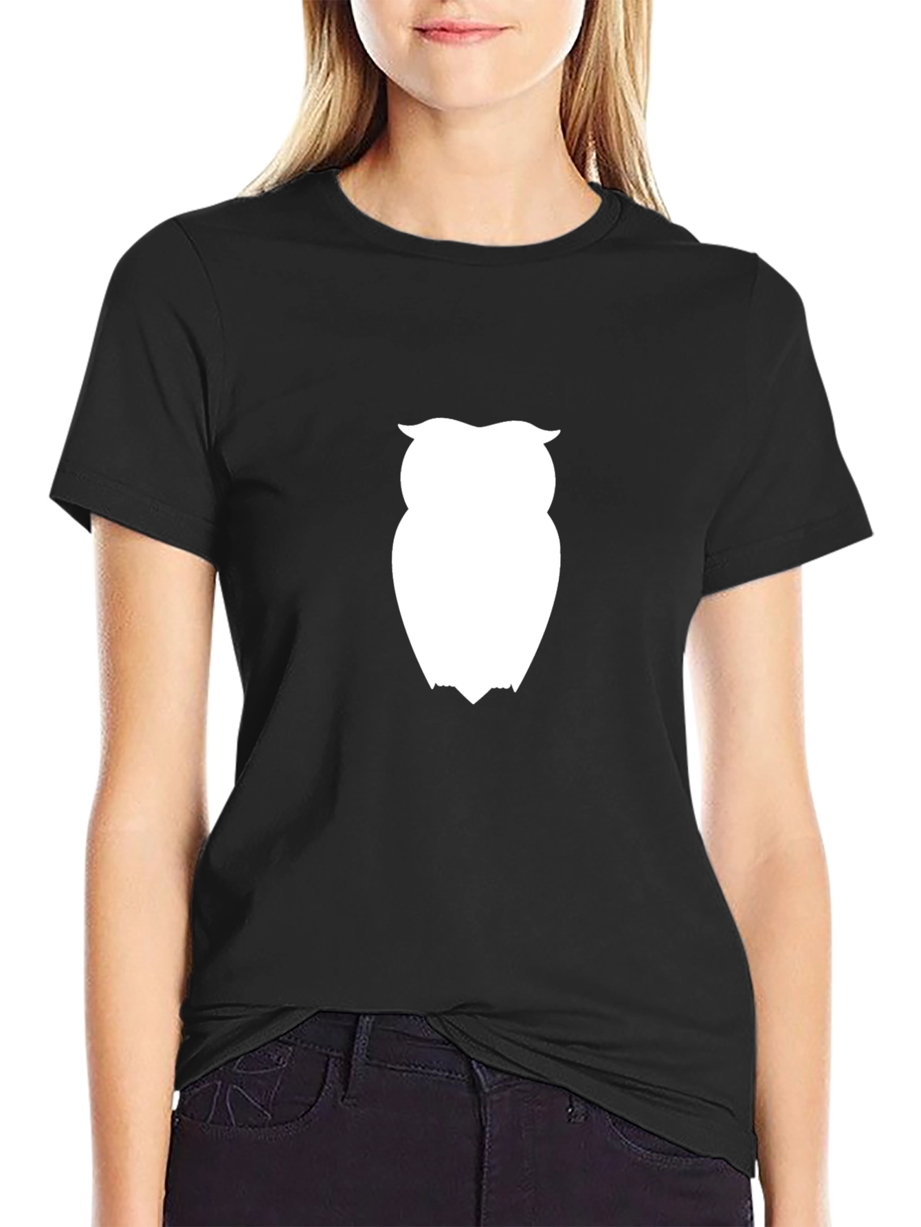 Owl Graphic Tee - Stylish Black Cotton T-Shirt