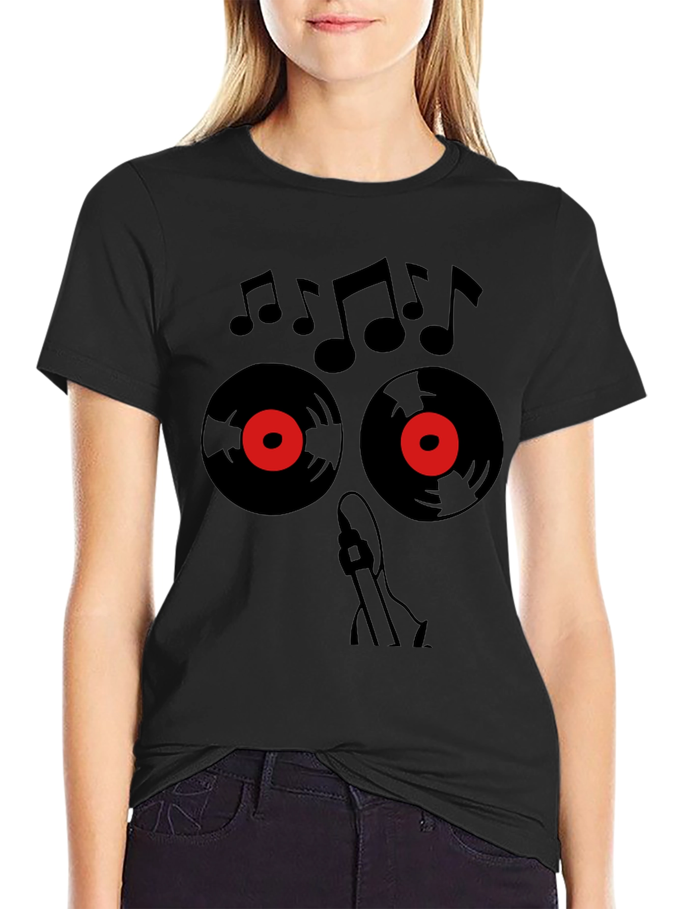 Music Lover T-Shirt - Vinyl & Notes Design