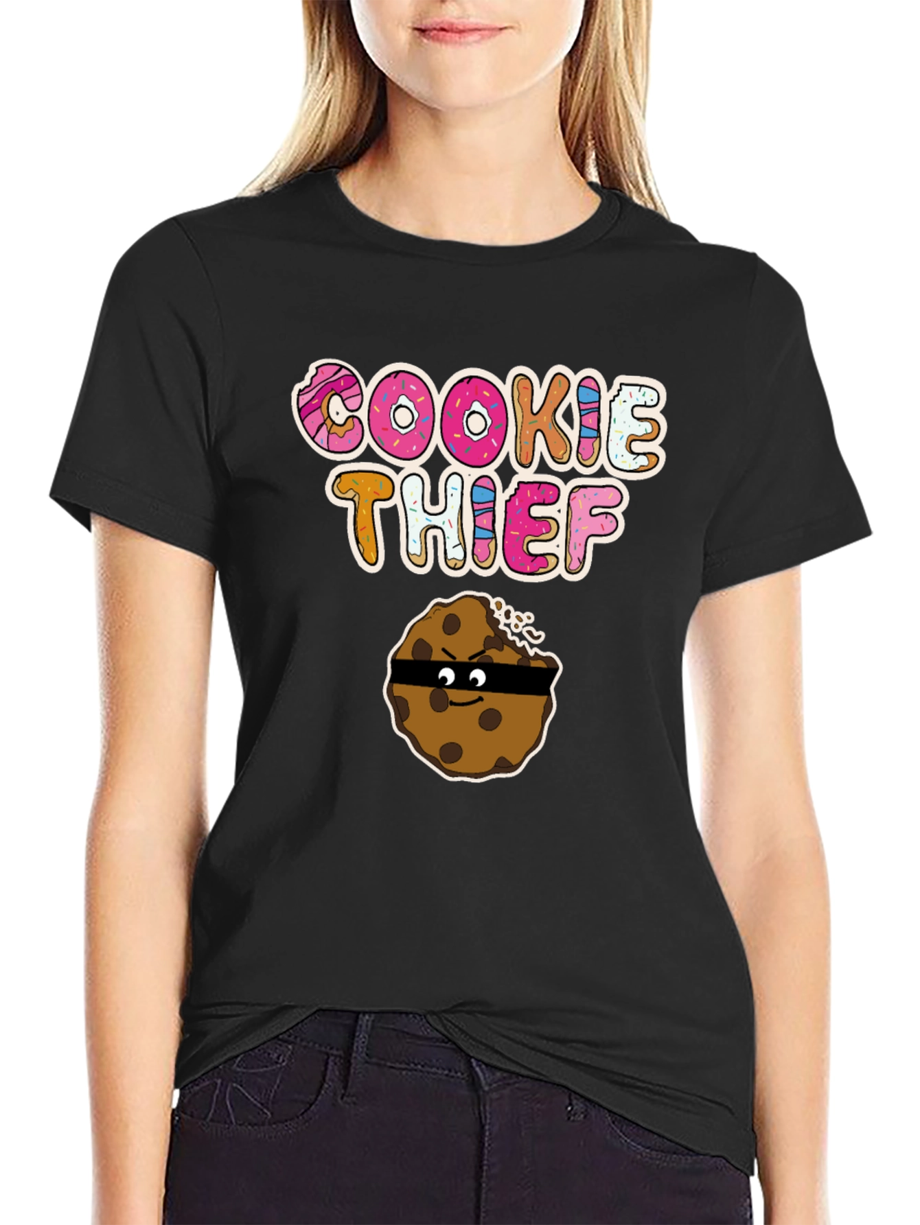 Cookie Thief Graphic Tee - Funny Cartoon Cookie Shirt
