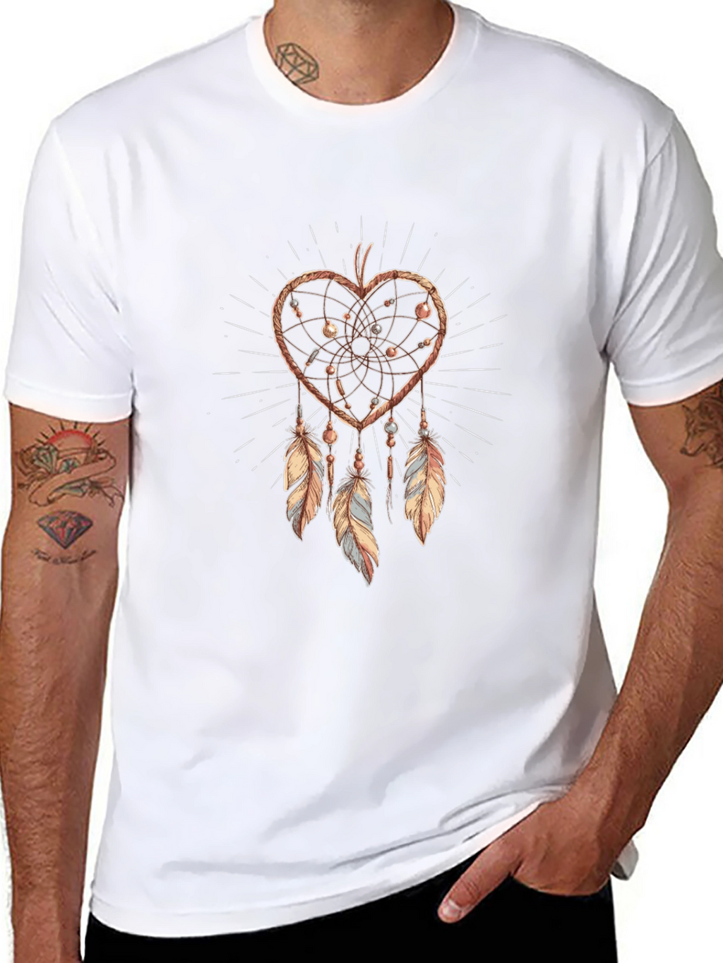 Heart Dreamcatcher Graphic Tee - Boho Style