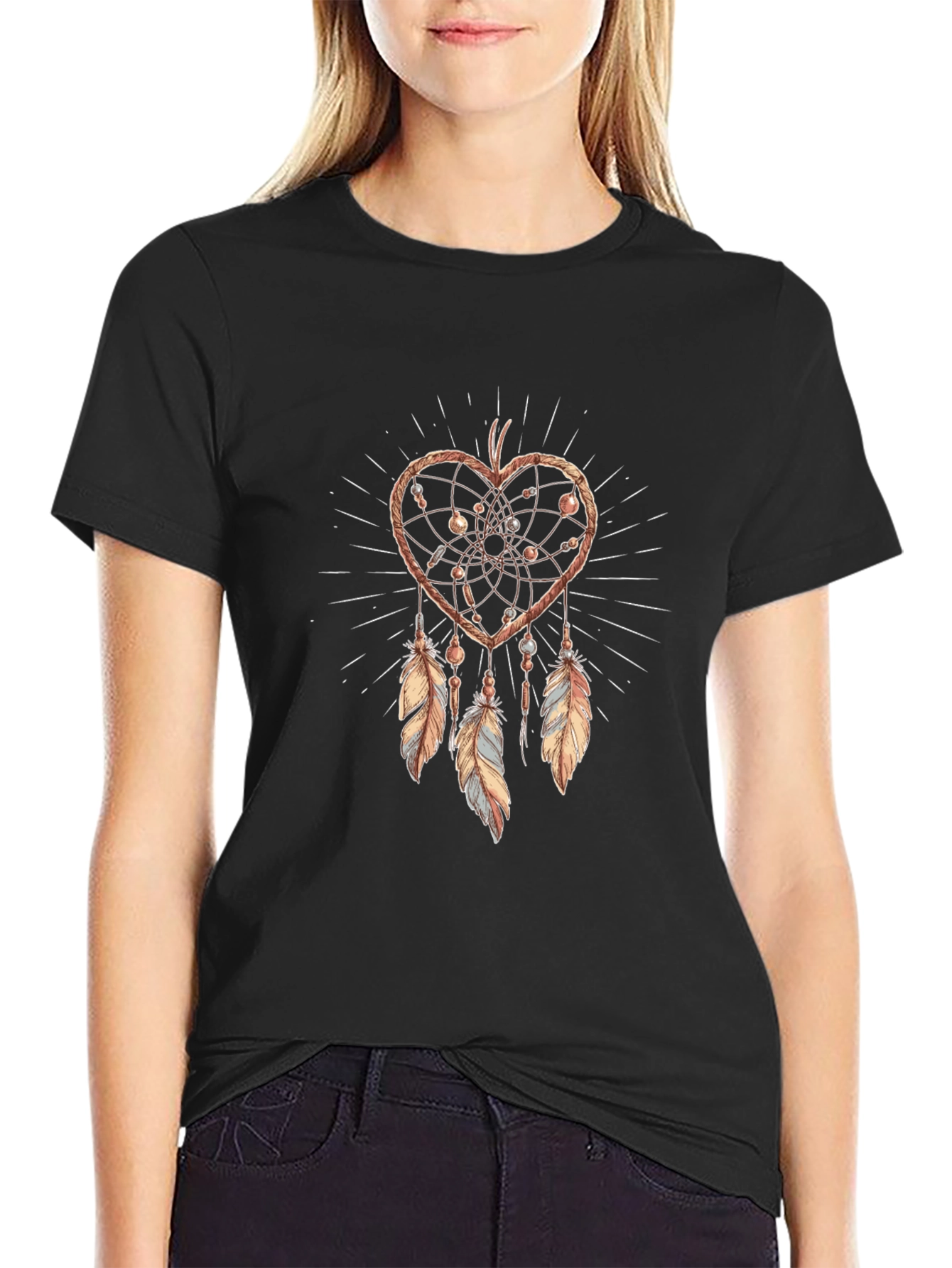 Heart Dreamcatcher Graphic Tee - Boho Style